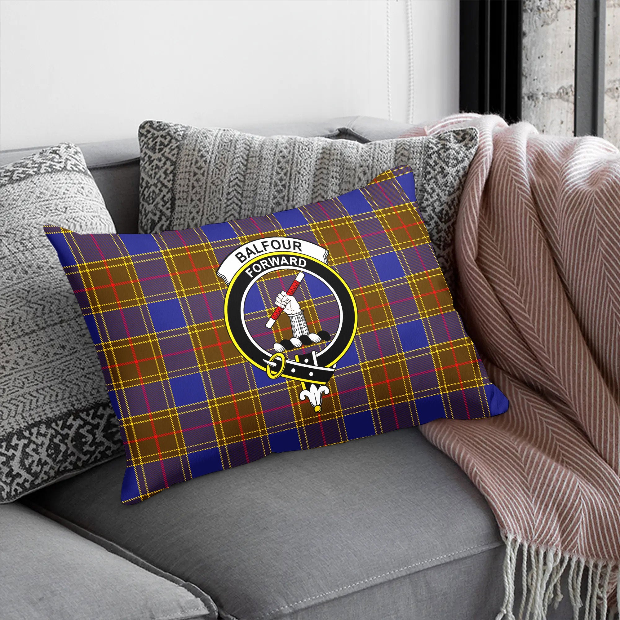 Balfour Modern Tartan Crest Pillow Cover