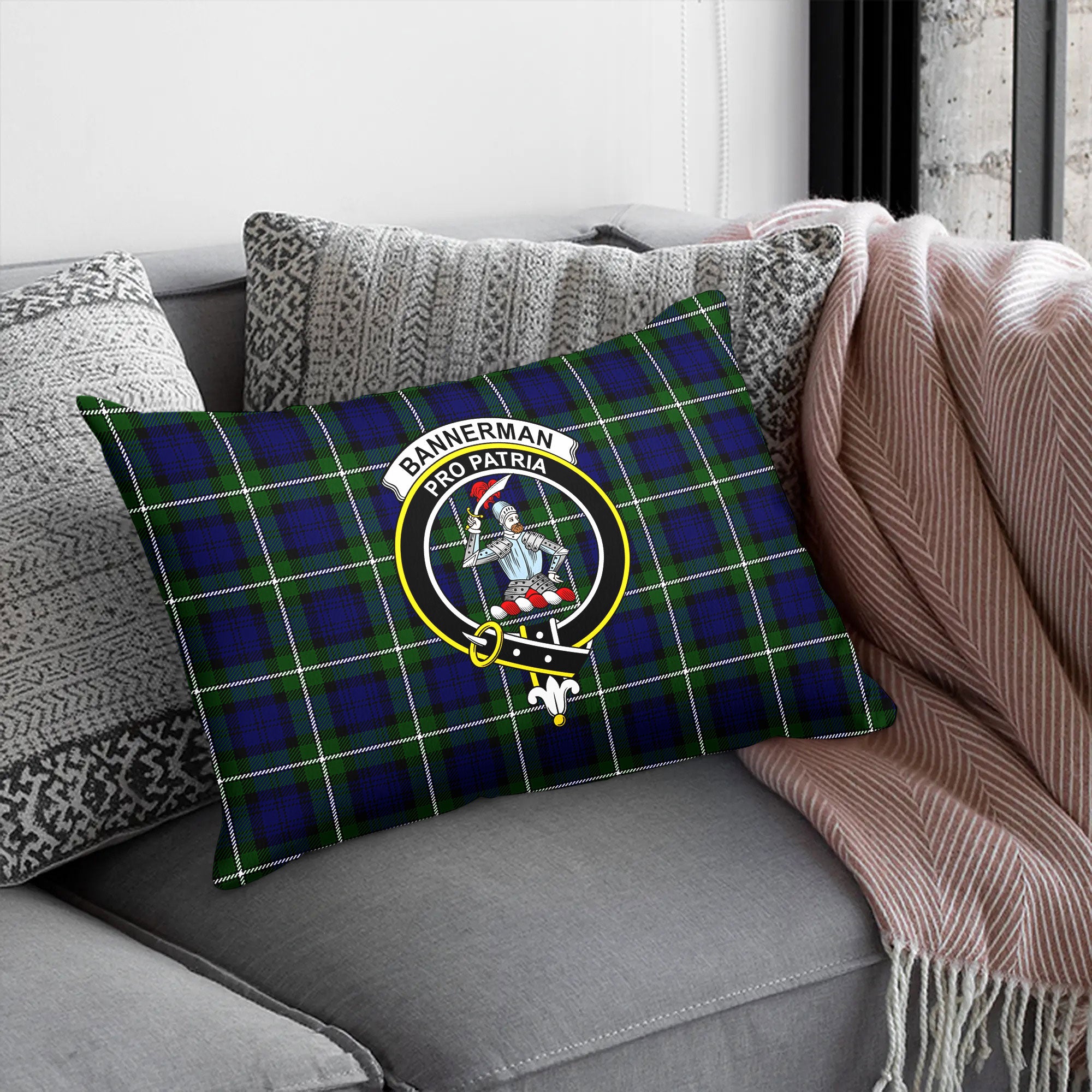 Bannerman Tartan Crest Pillow Cover