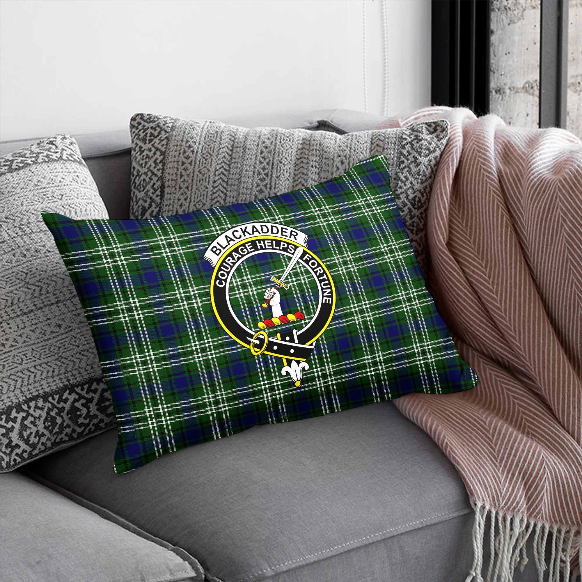 Blackadder Tartan Crest Pillow Cover