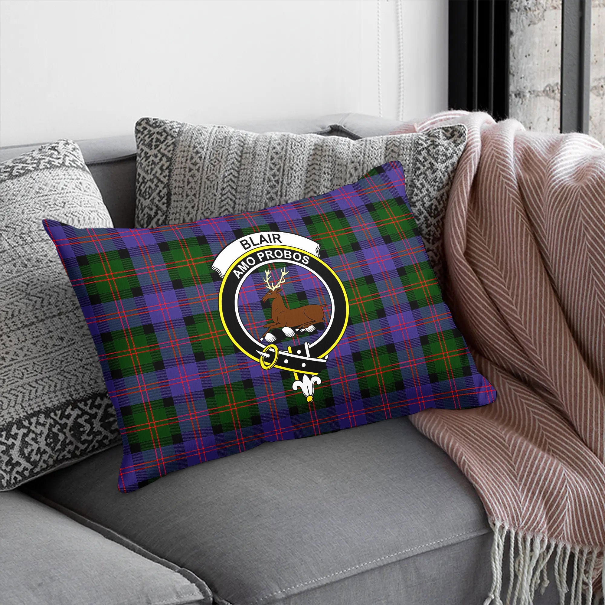 Blair Modern Tartan Crest Pillow Cover