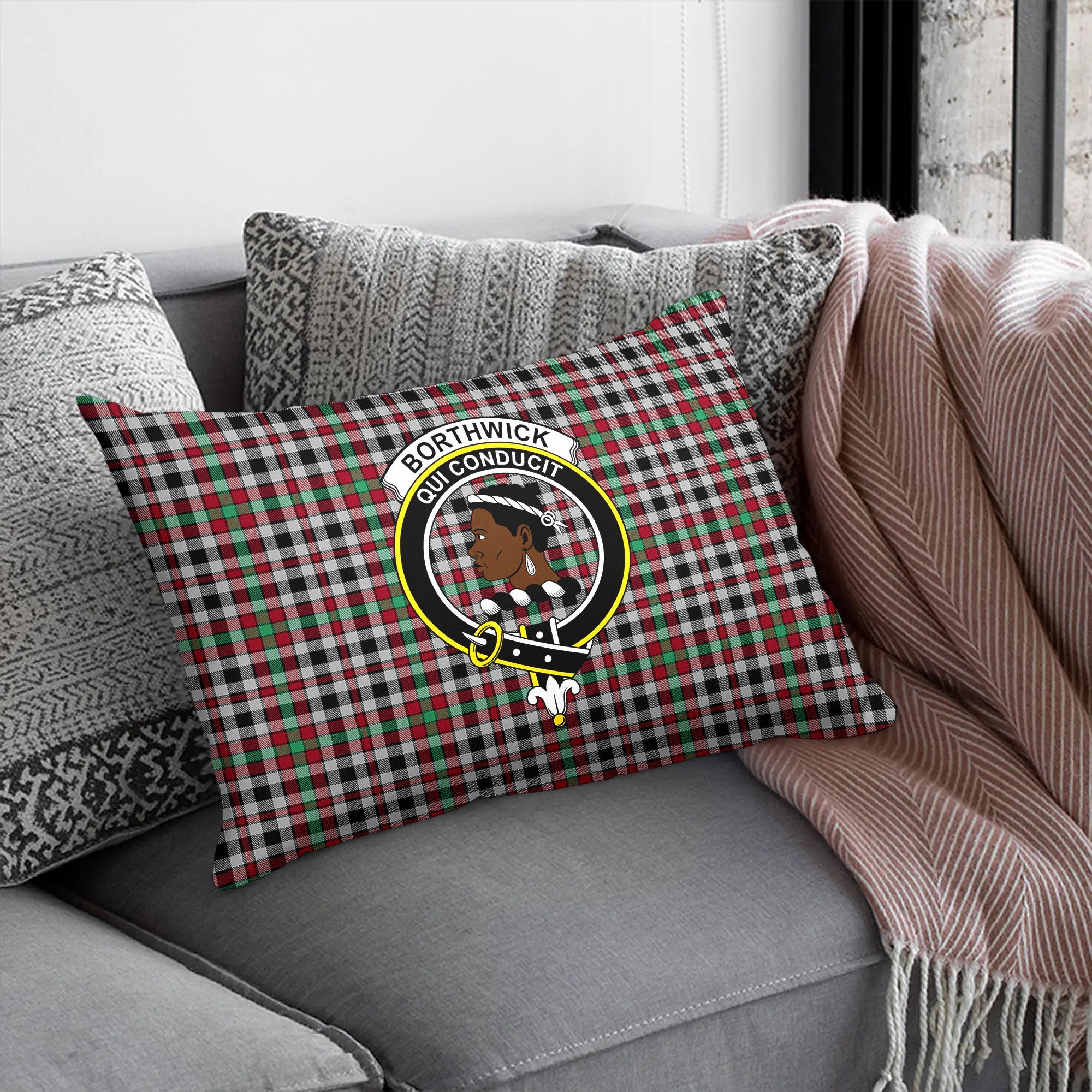 Borthwick Ancient Tartan Crest Pillow Cover