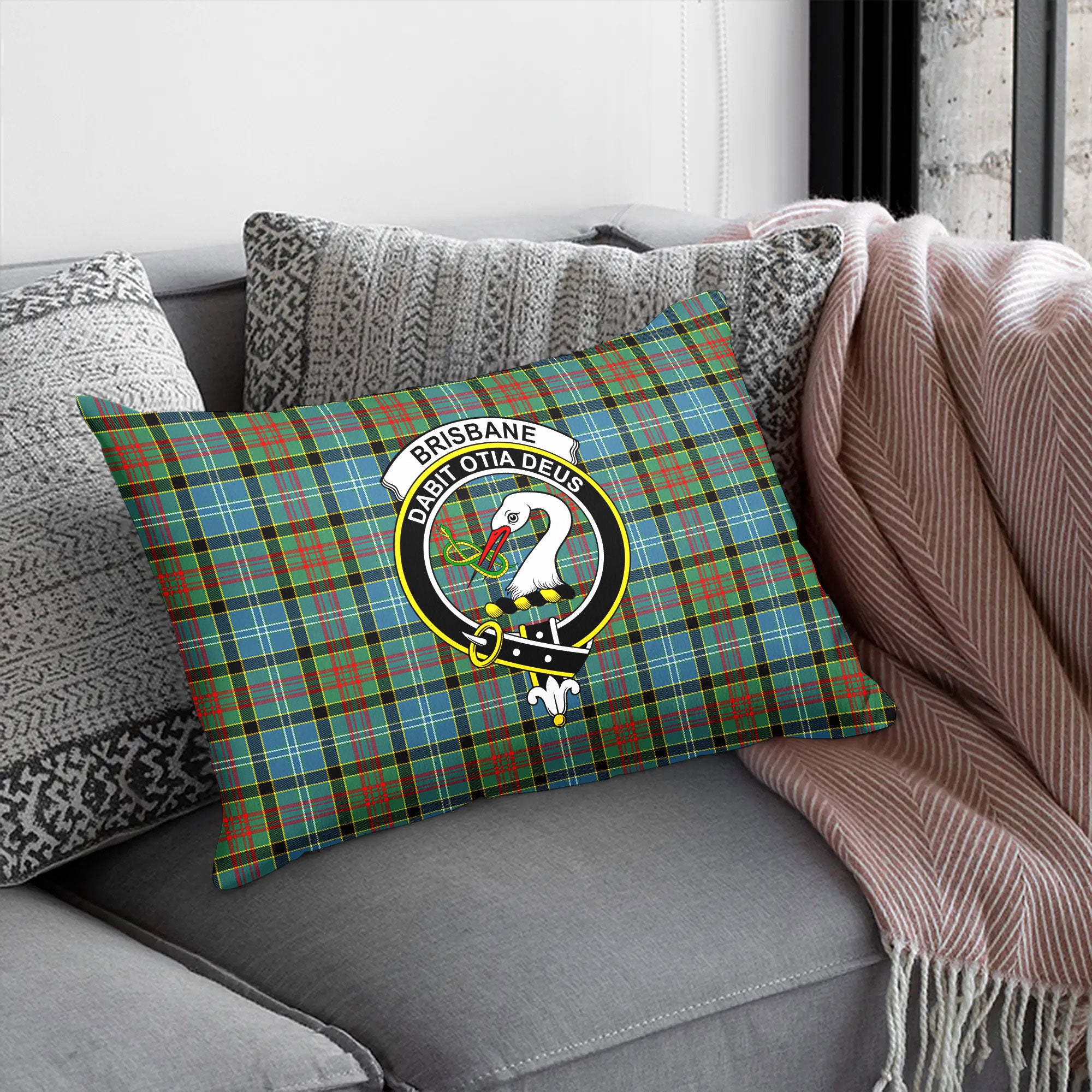 Brisbane Tartan Crest Pillow Cover