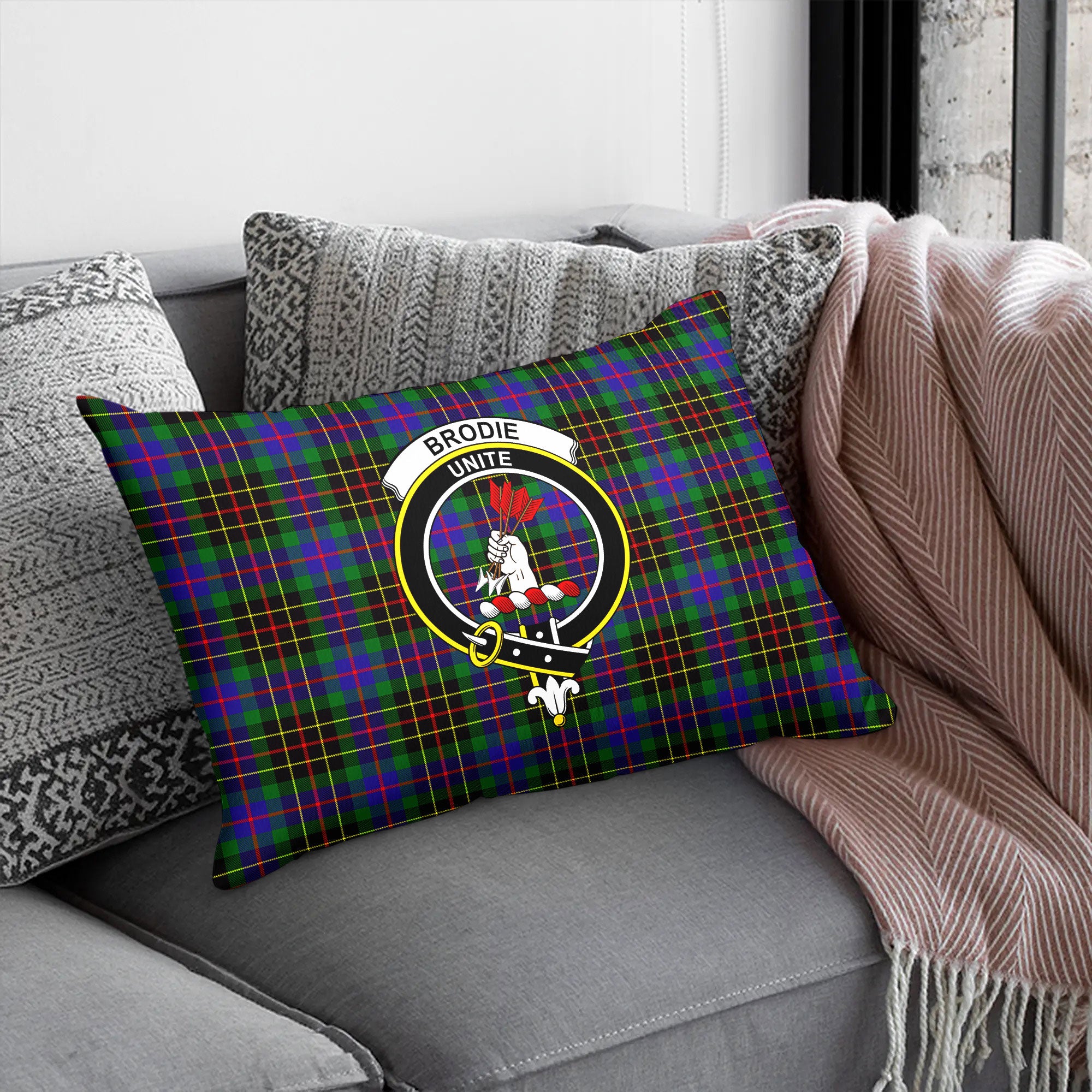 Brodie Hunting Modern Tartan Crest Pillow Cover