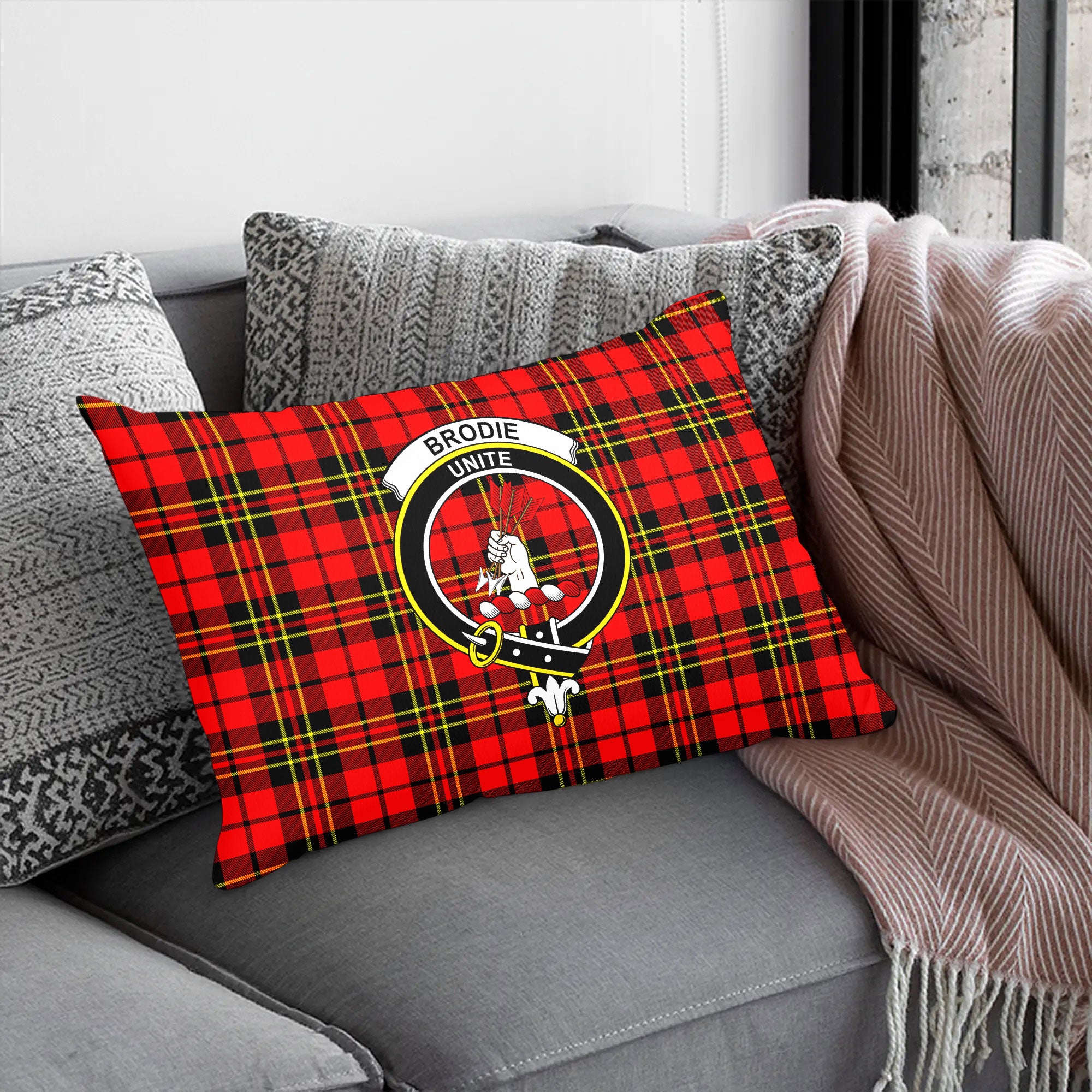 Brodie Modern Tartan Crest Pillow Cover