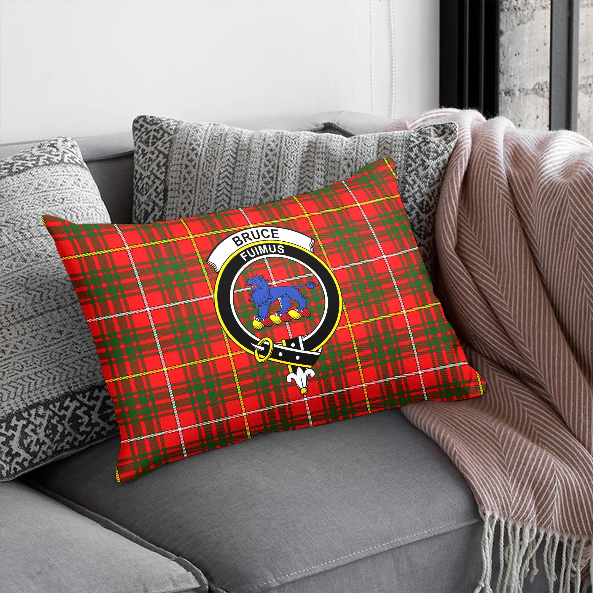 Bruce Modern Tartan Crest Pillow Cover