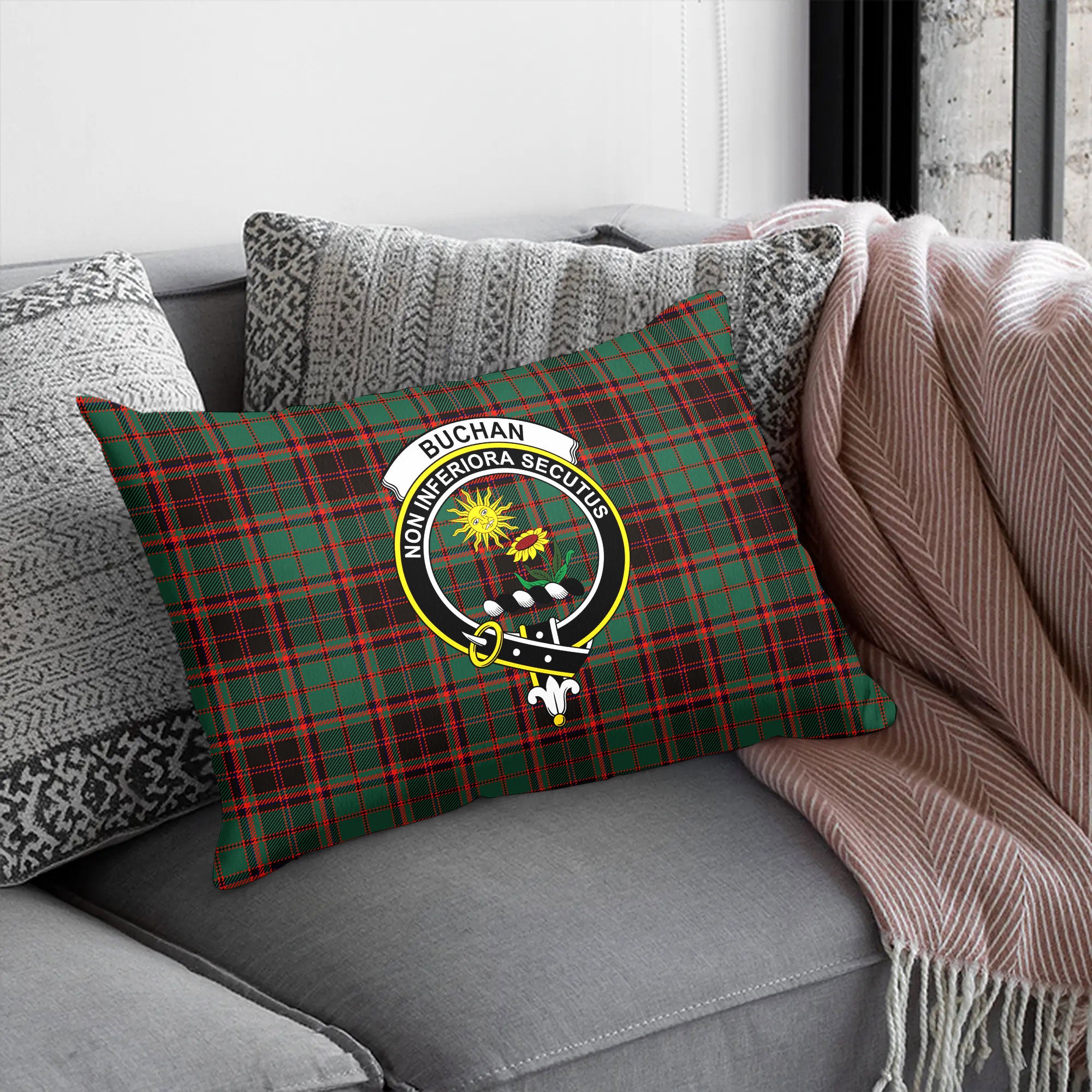 Buchan Ancient Tartan Crest Pillow Cover