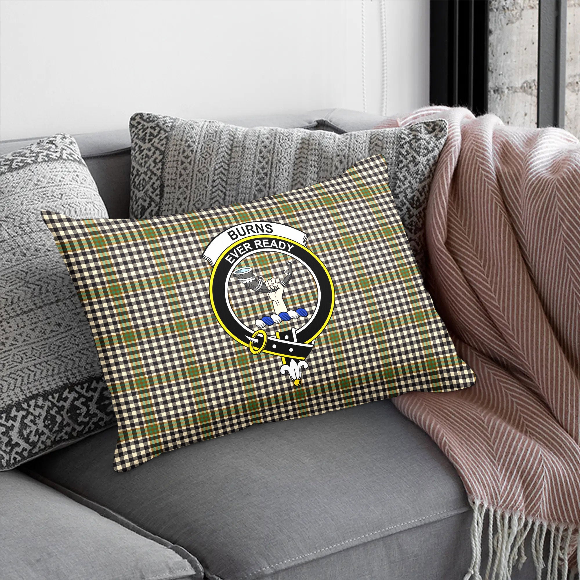 Burns Check Tartan Crest Pillow Cover