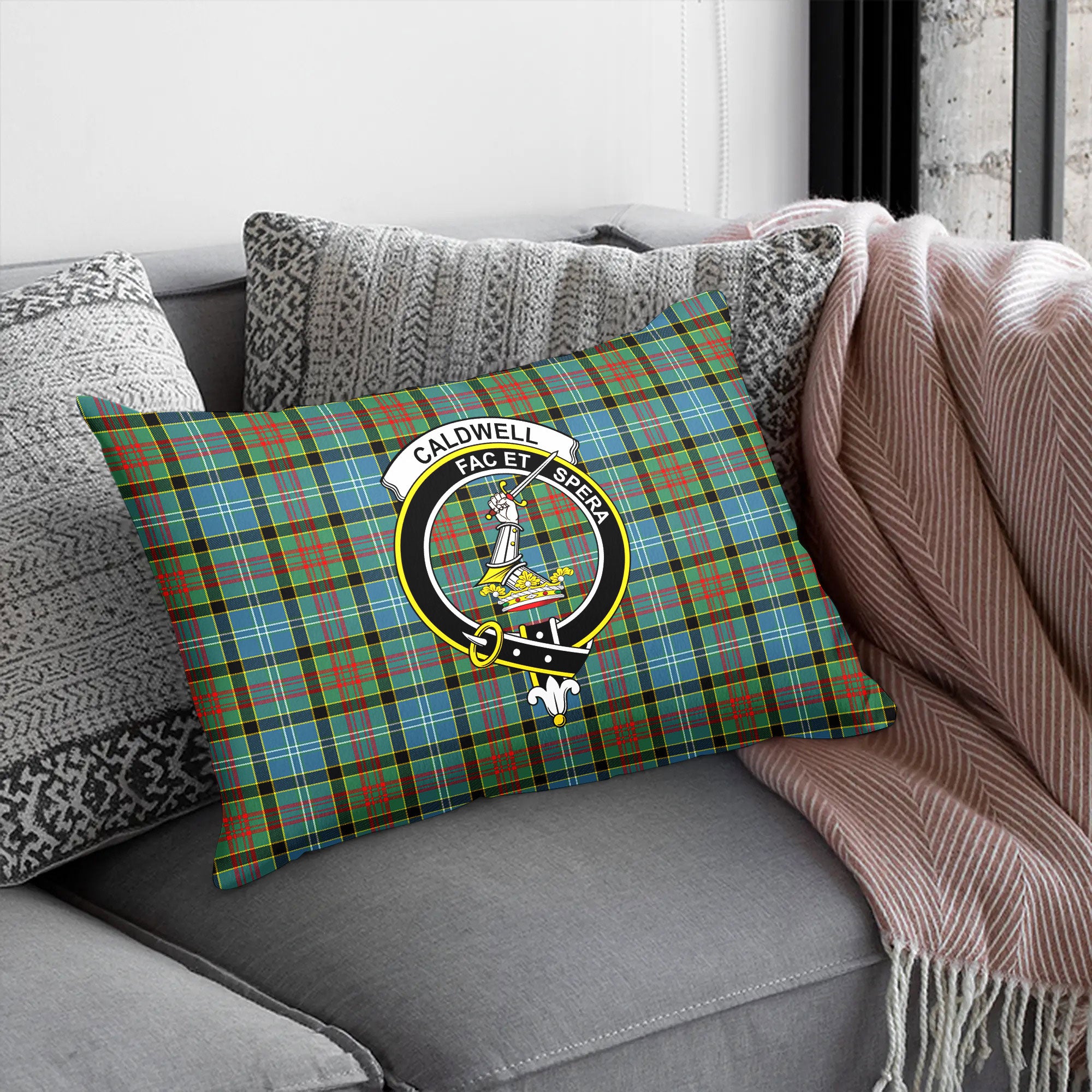 Caldwell Tartan Crest Pillow Cover