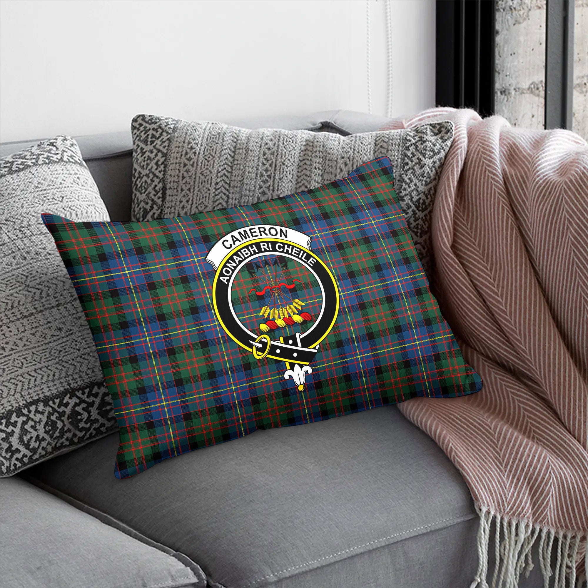 Cameron of Erracht Ancient Tartan Crest Pillow Cover