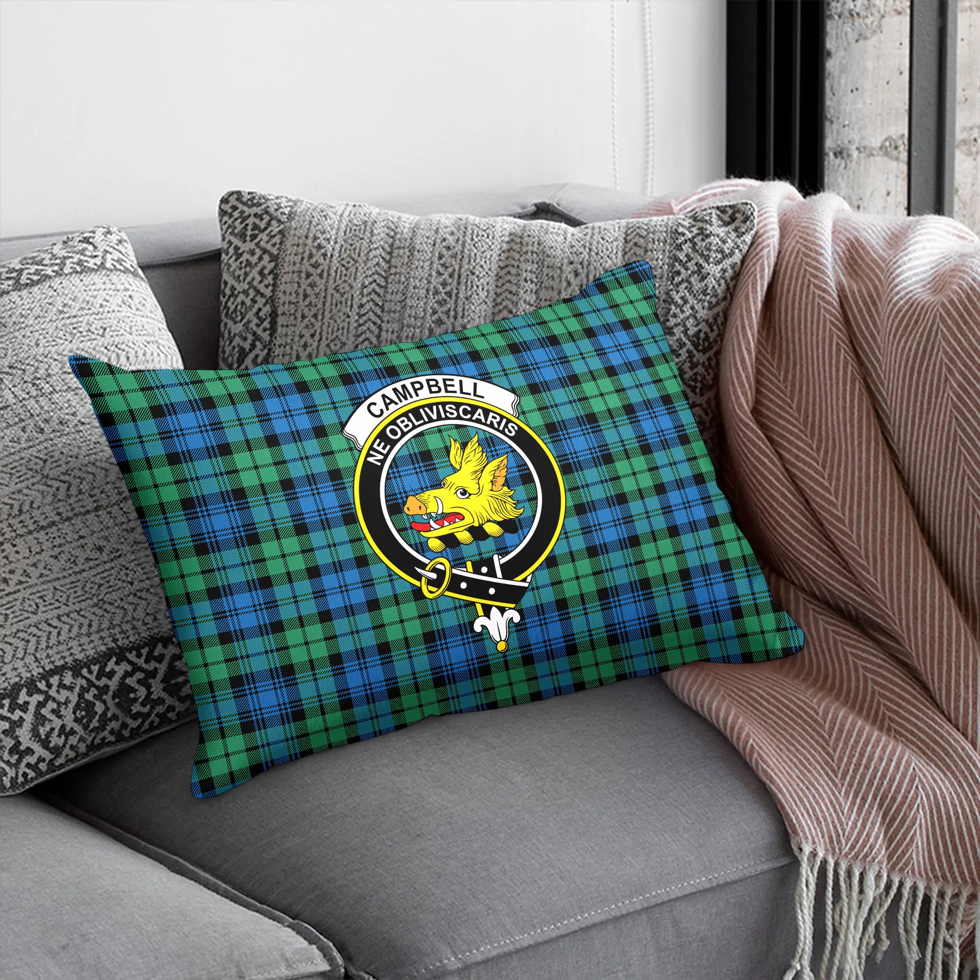 Campbell Ancient 01 Tartan Crest Pillow Cover