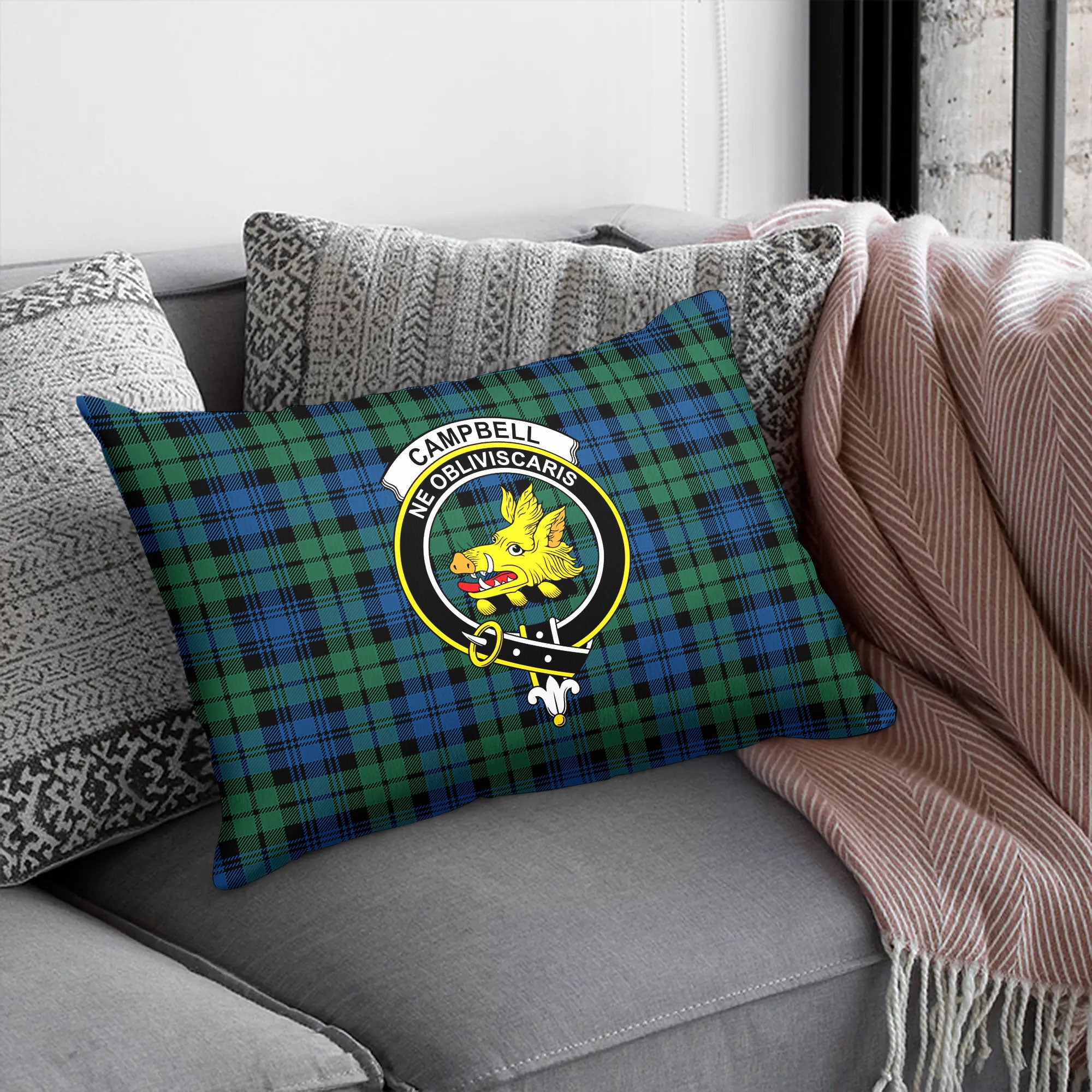 Campbell Ancient 02 Tartan Crest Pillow Cover