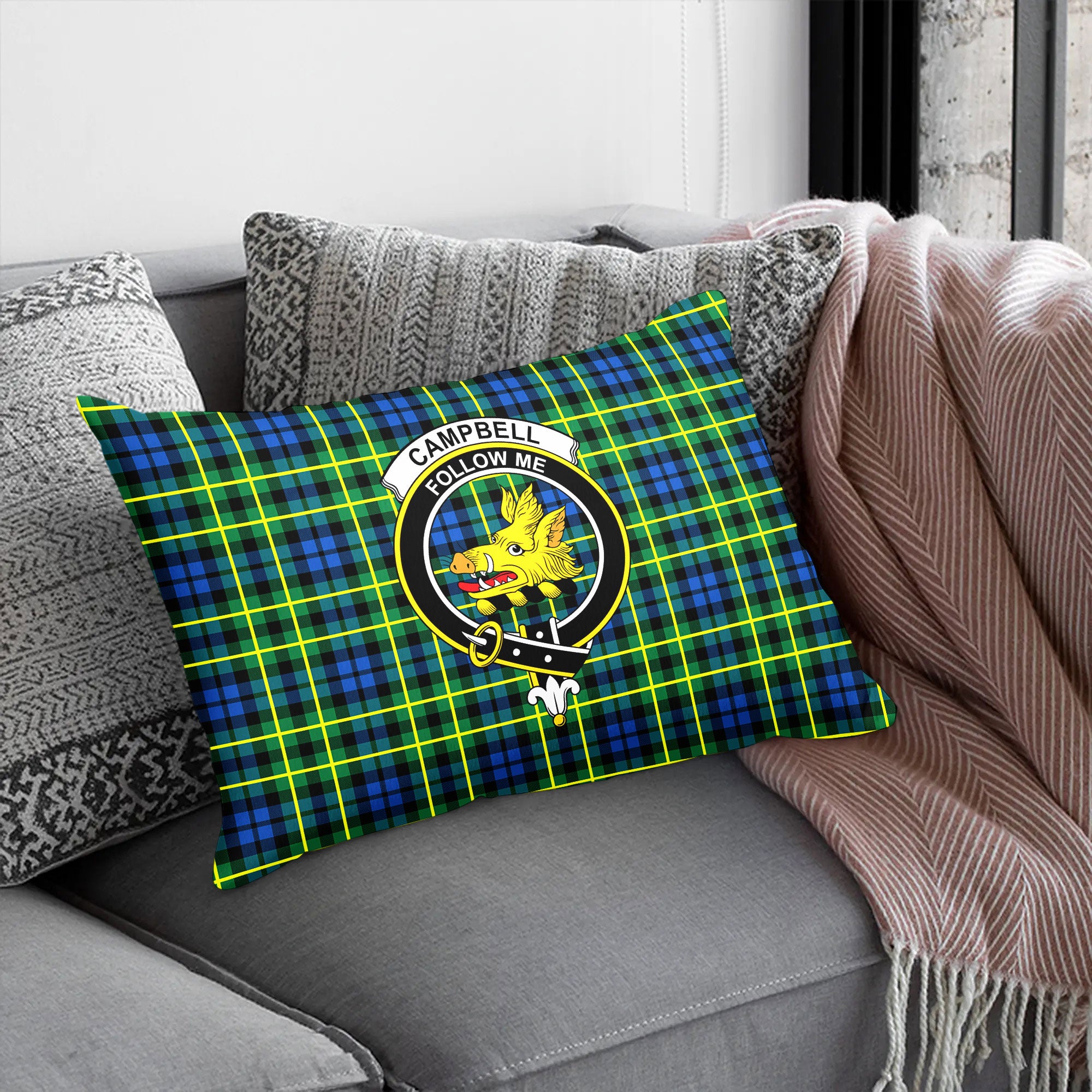 Campbell of Breadalbane Ancient Tartan Crest Pillow Cover