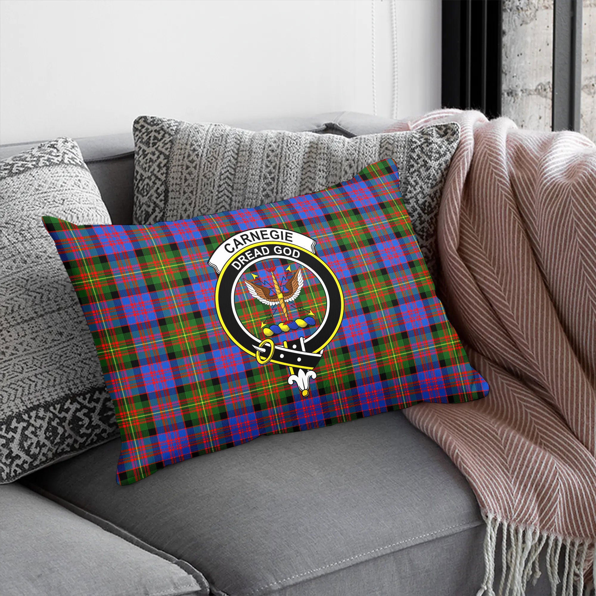 Carnegie Ancient Tartan Crest Pillow Cover