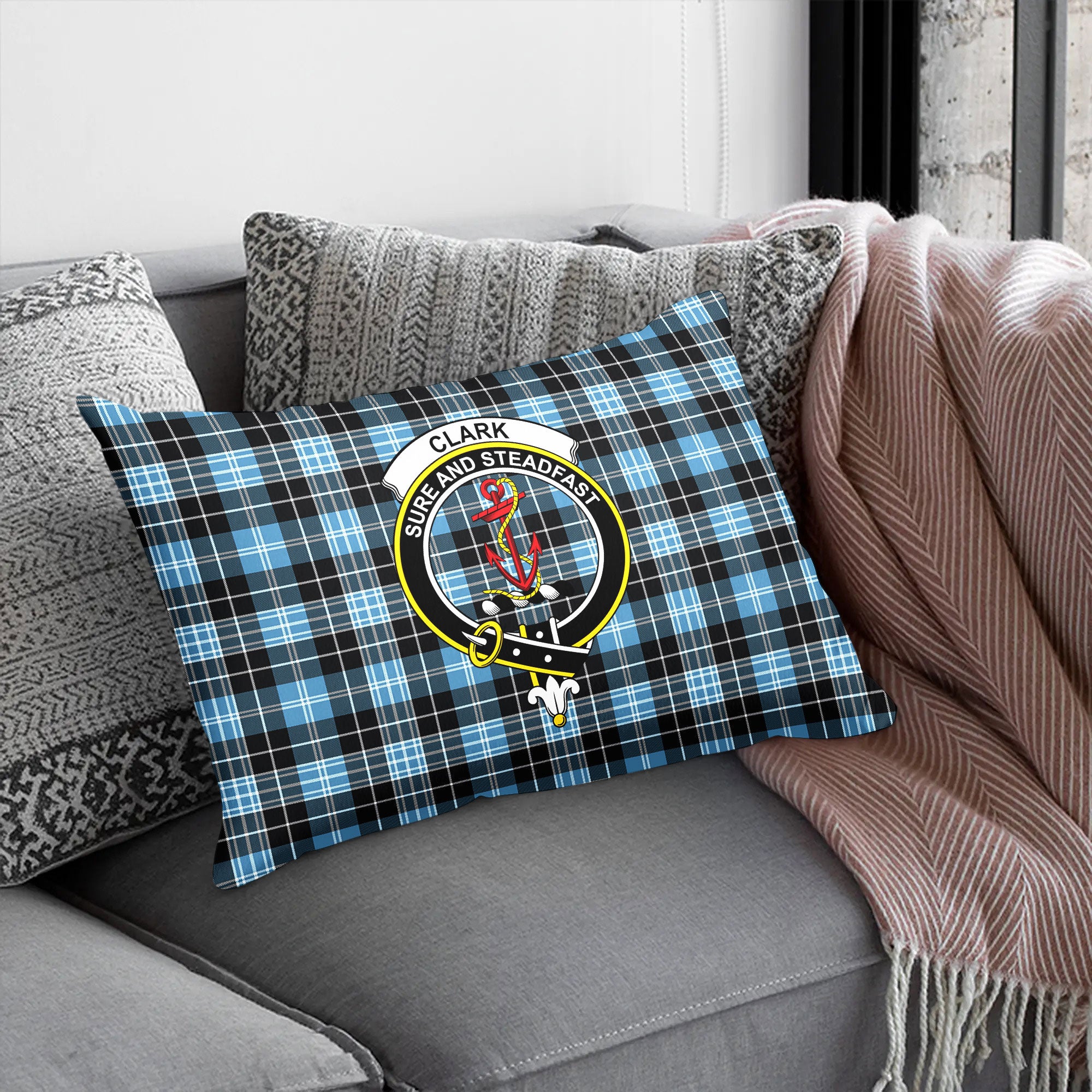 Clark Ancient Tartan Crest Pillow Cover