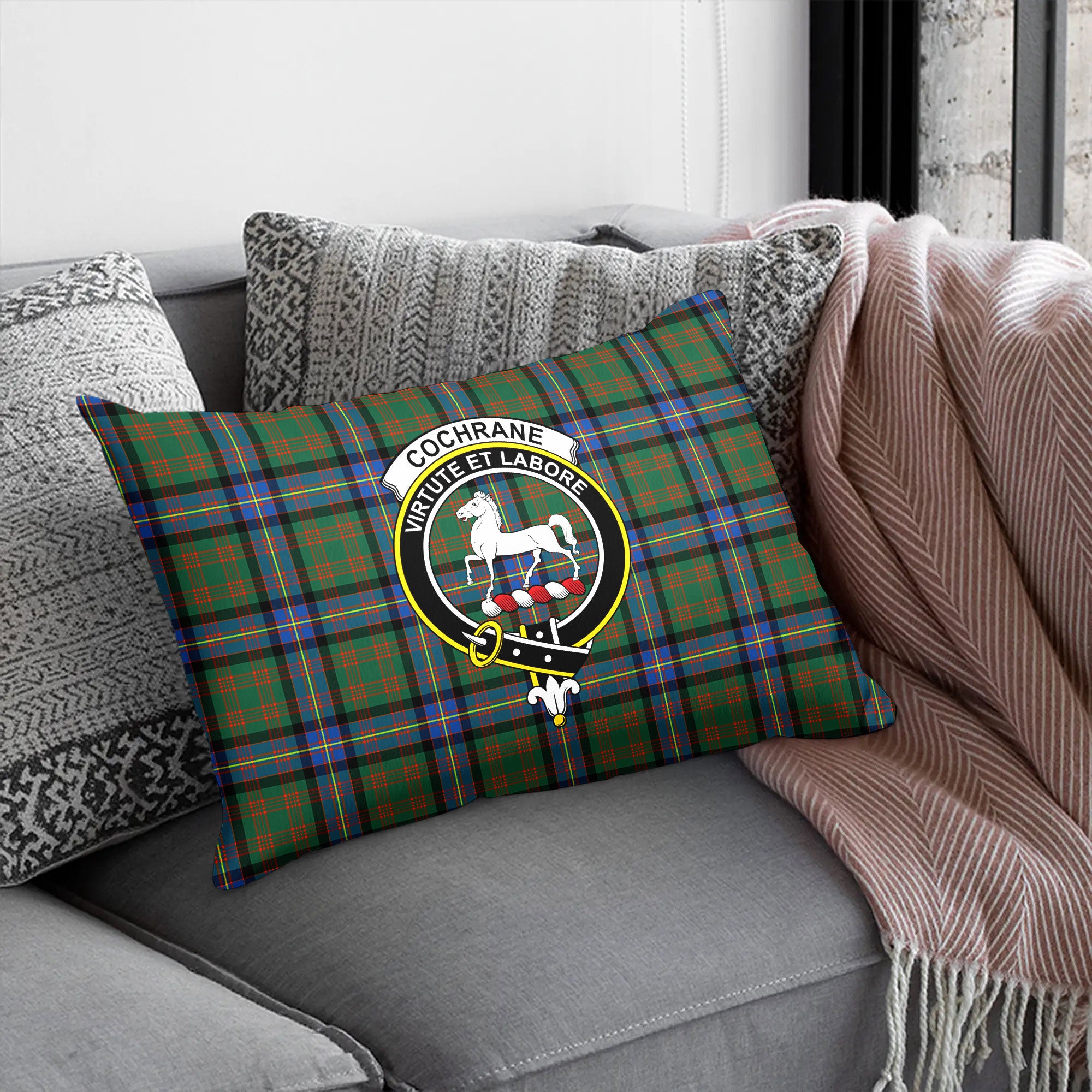 Cochrane Ancient Tartan Crest Pillow Cover