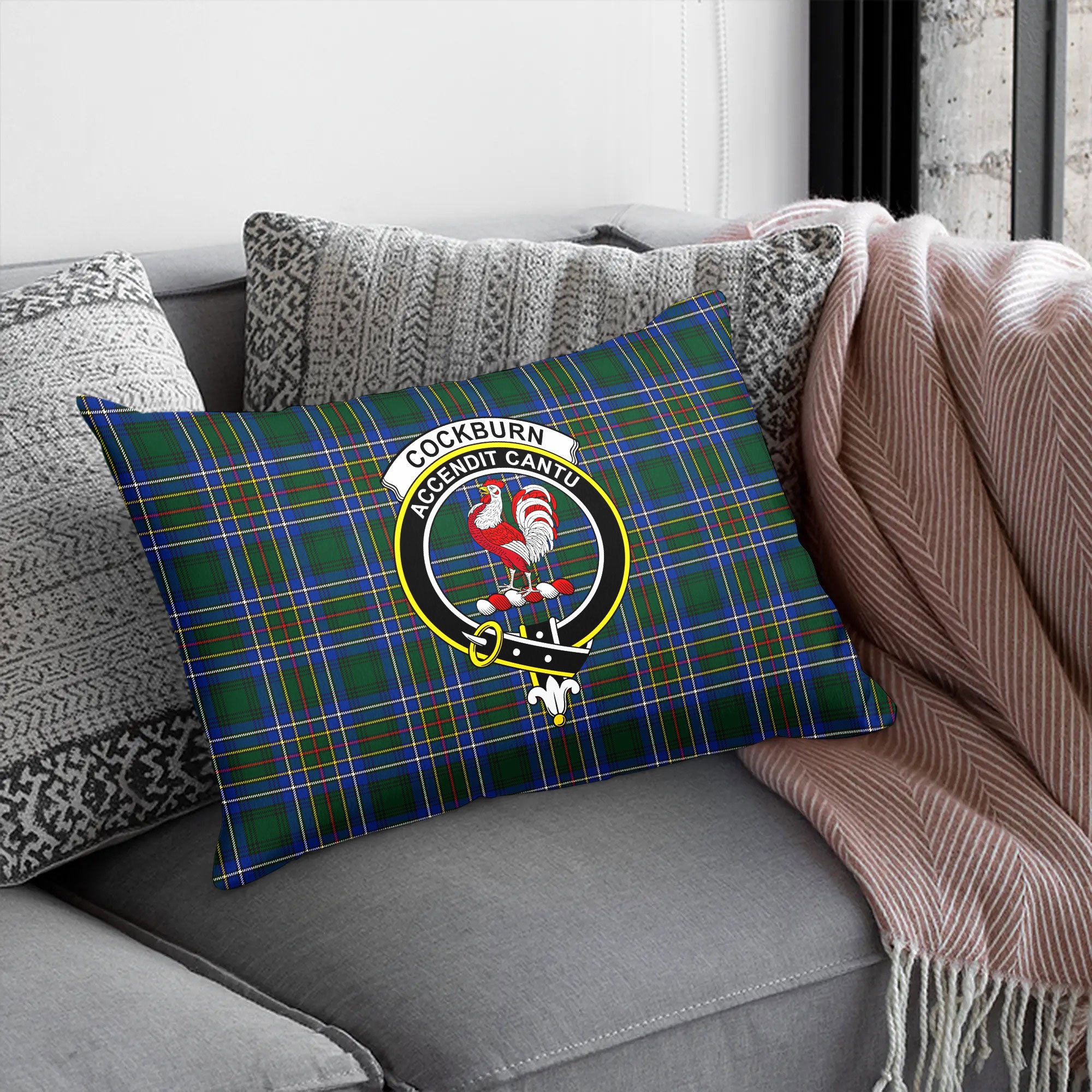 Cockburn Ancient Tartan Crest Pillow Cover