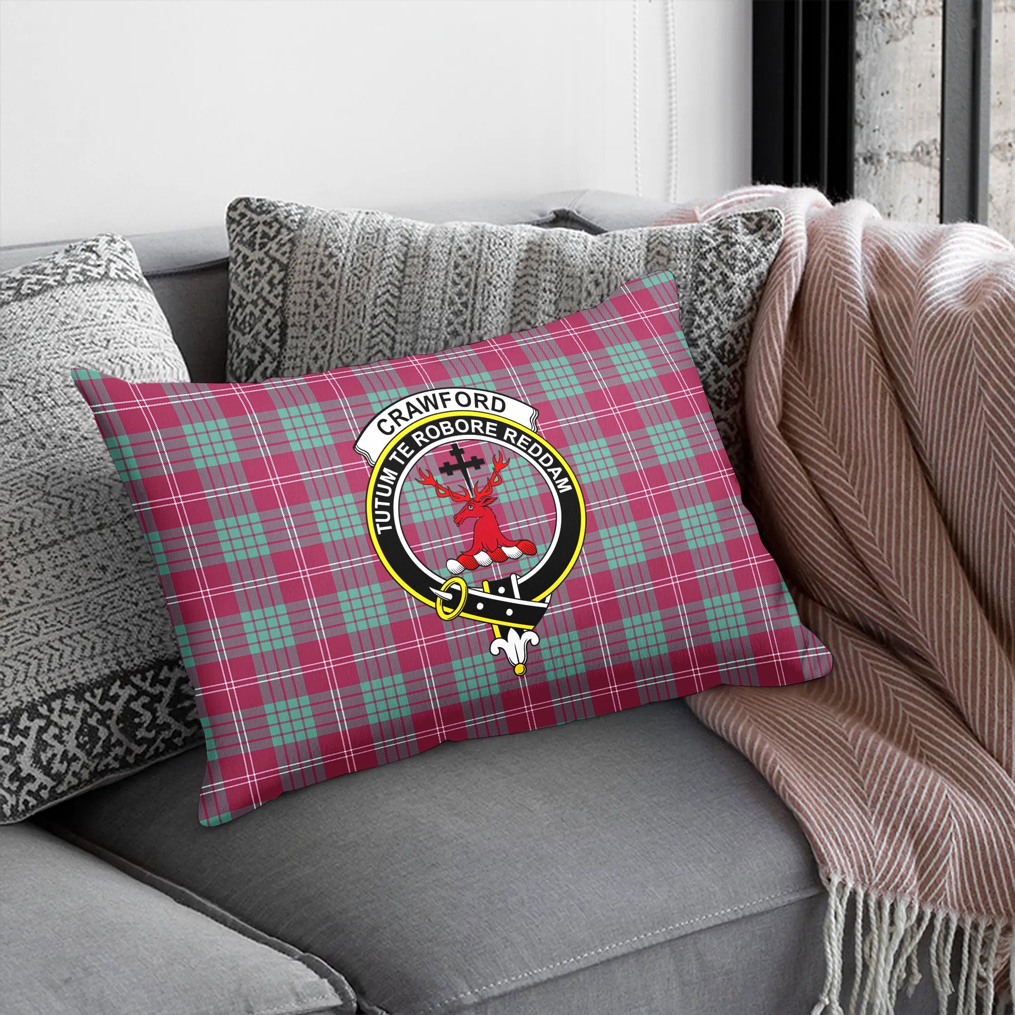 Crawford Ancient Tartan Crest Pillow Cover