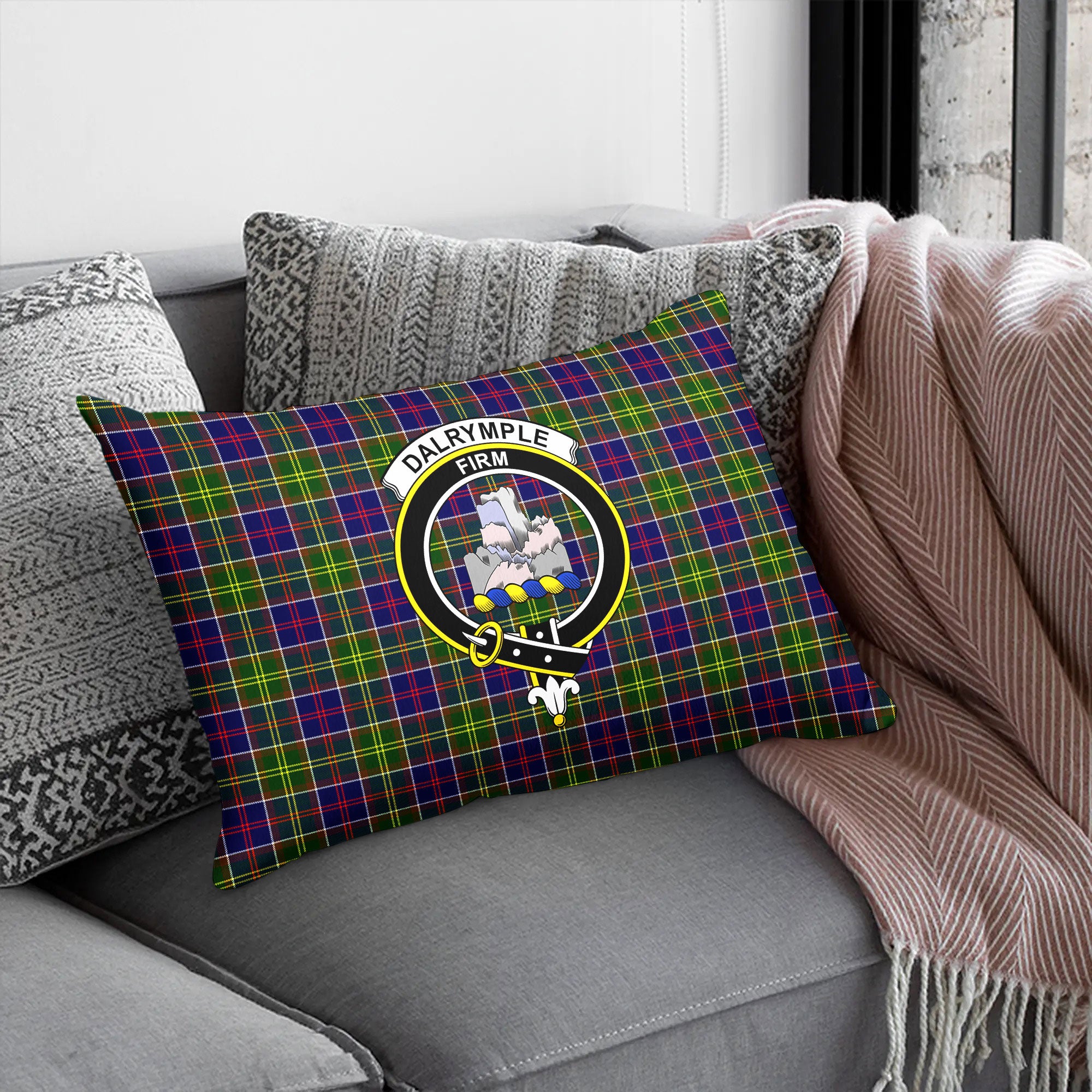 Dalrymple Tartan Crest Pillow Cover