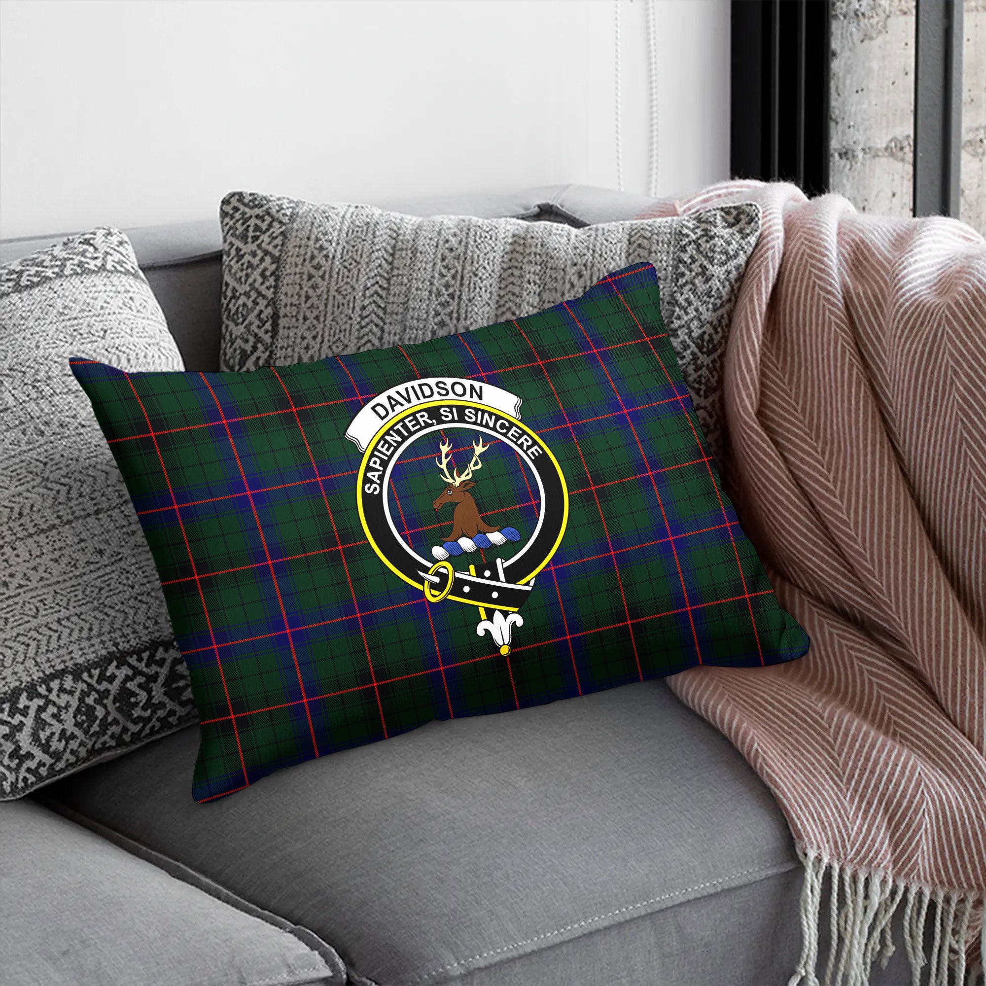 Davidson Modern Tartan Crest Pillow Cover