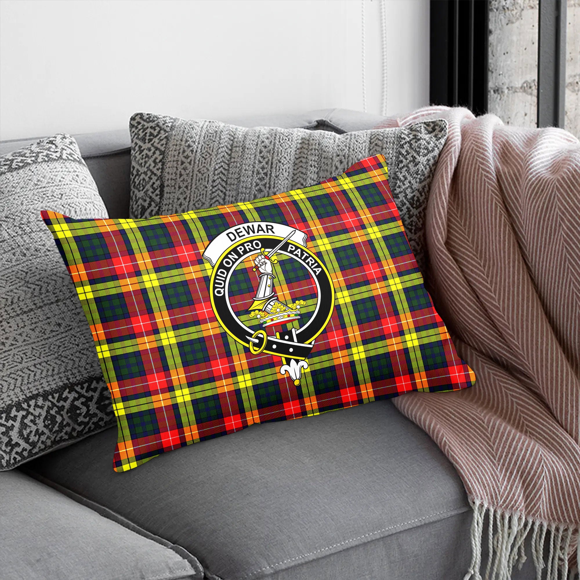 Dewar Tartan Crest Pillow Cover