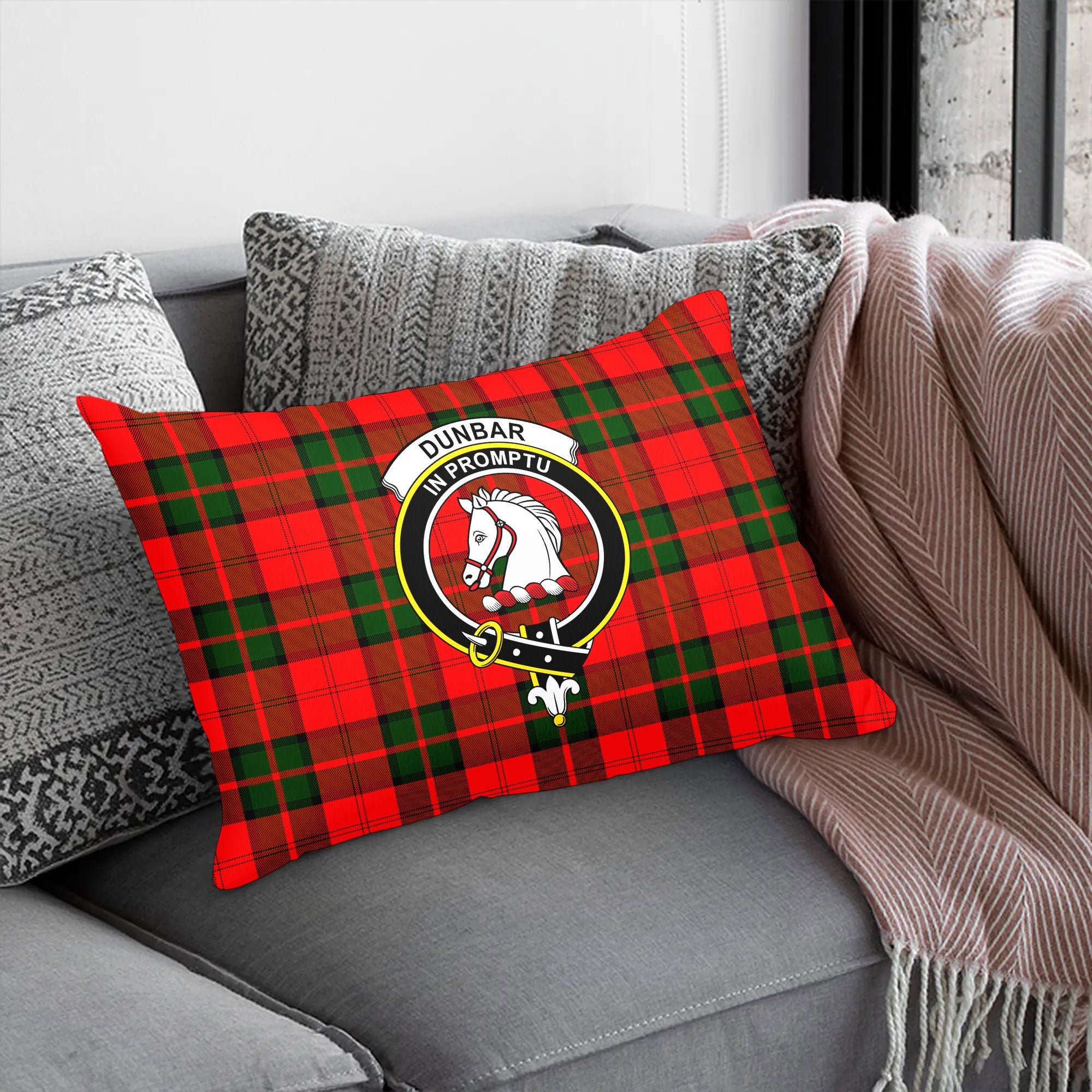 Dunbar Modern Tartan Crest Pillow Cover