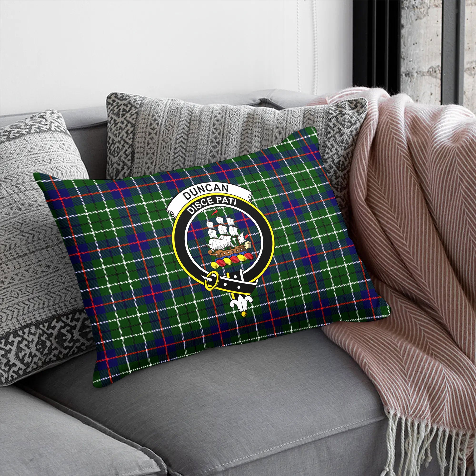 Duncan Modern Tartan Crest Pillow Cover