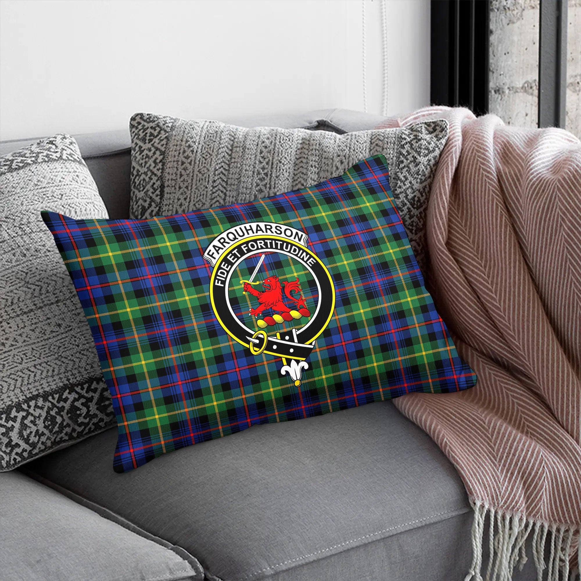 Farquharson Ancient Tartan Crest Pillow Cover