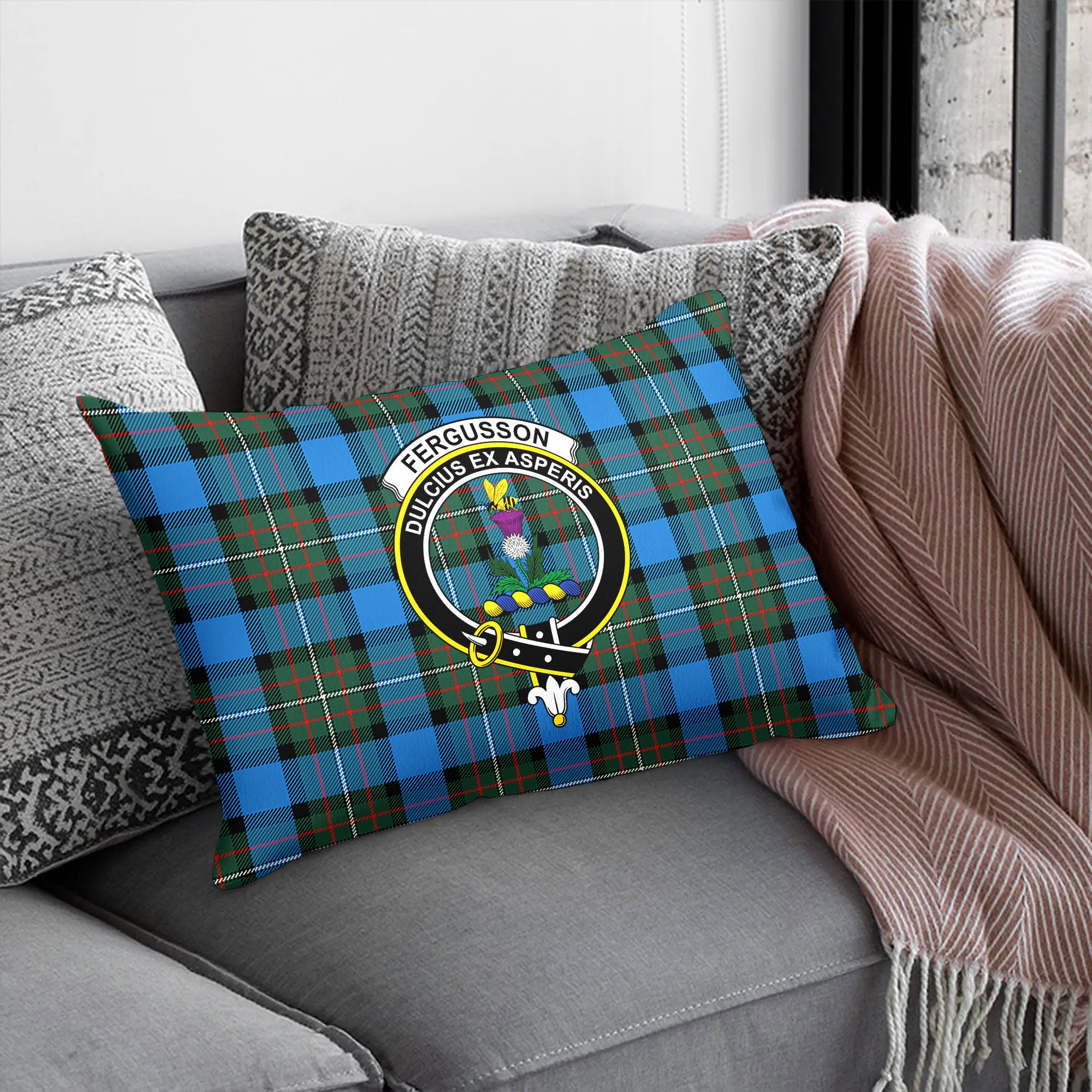 Fergusson Ancient Tartan Crest Pillow Cover