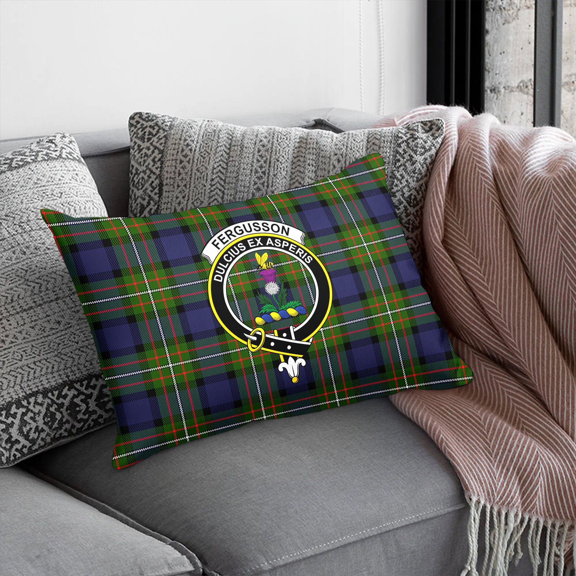 Fergusson Modern Tartan Crest Pillow Cover