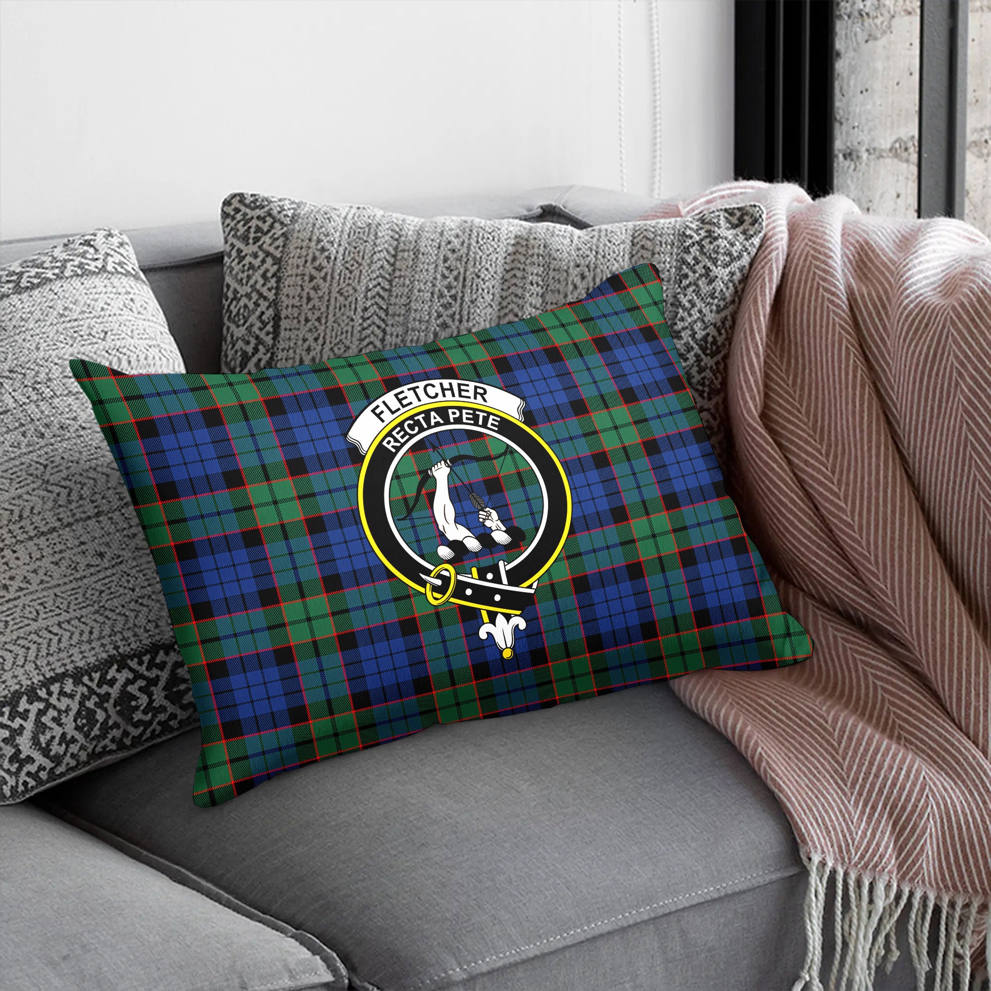 Fletcher Ancient Tartan Crest Pillow Cover