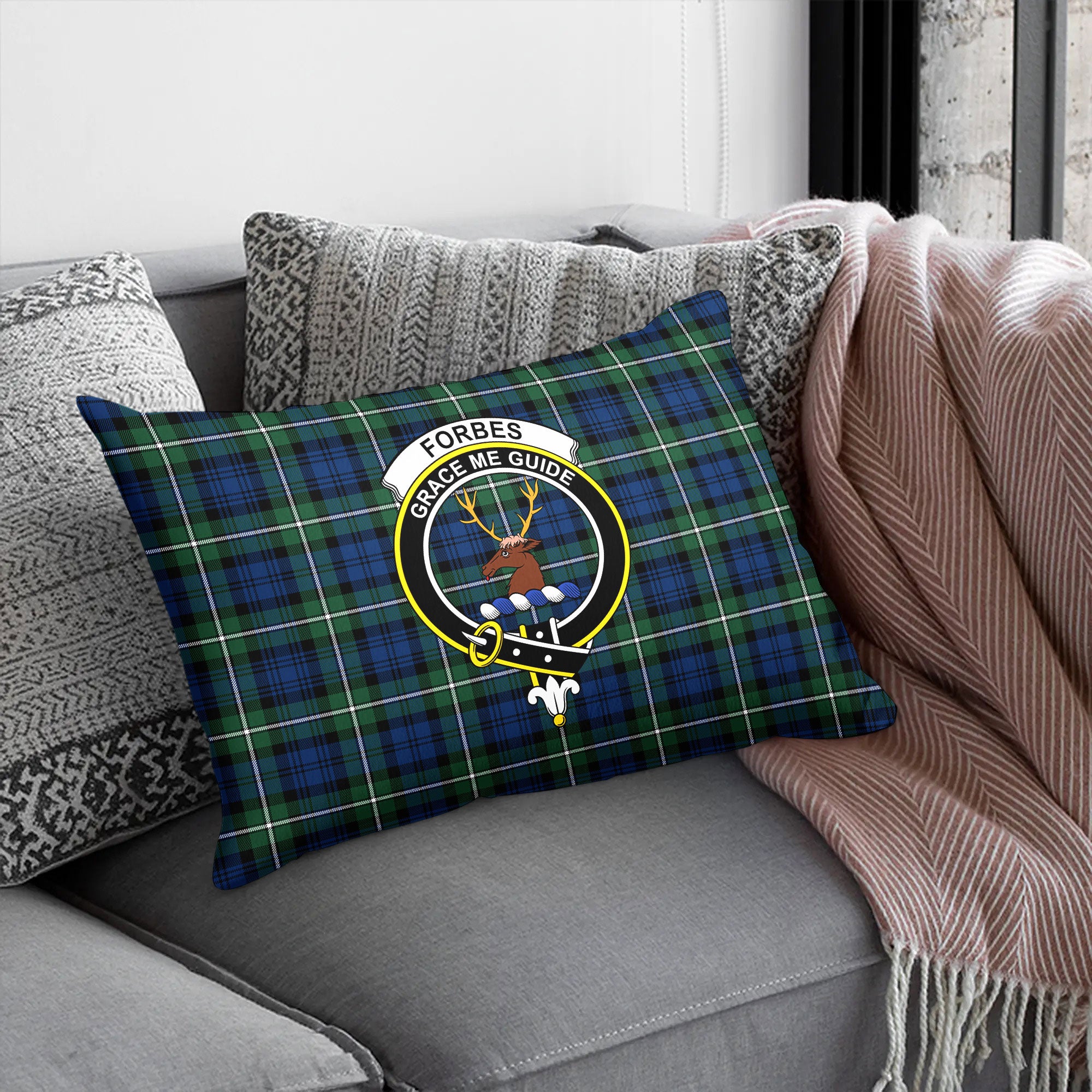 Forbes Ancient Tartan Crest Pillow Cover