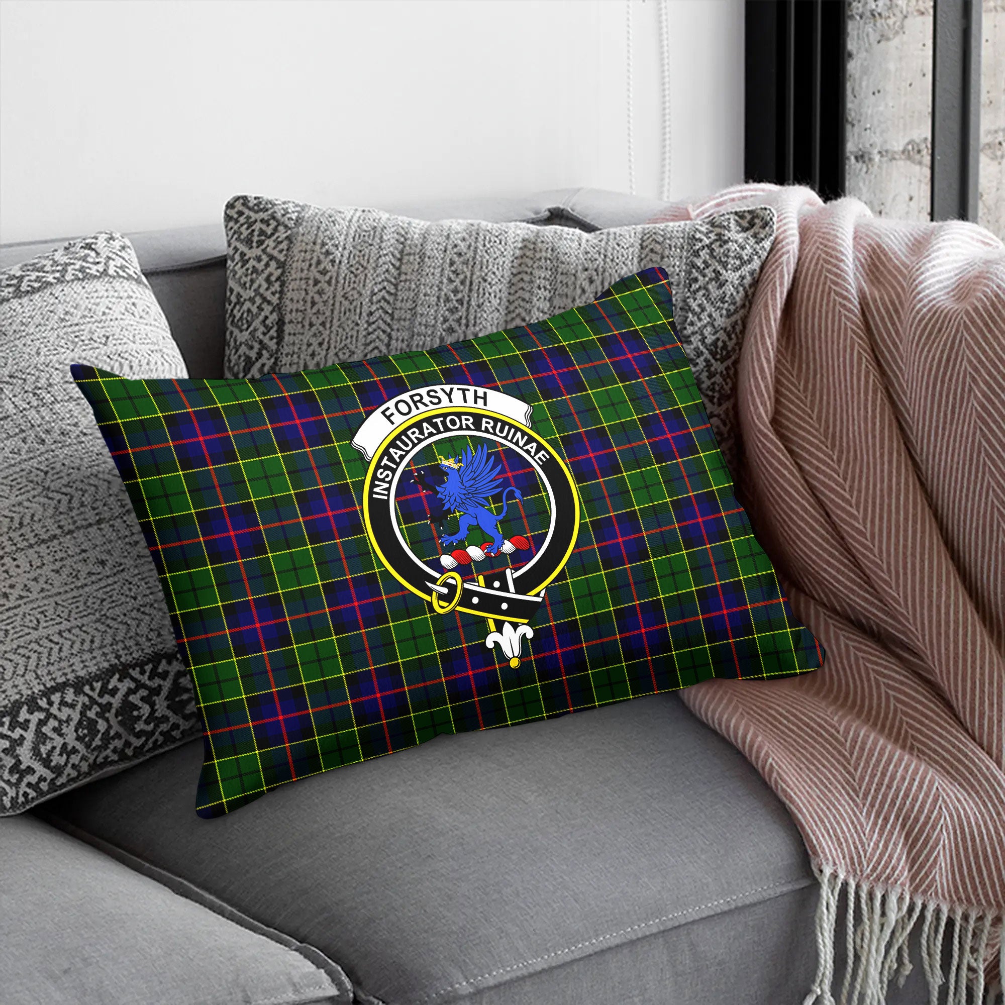 Forsyth Modern Tartan Crest Pillow Cover