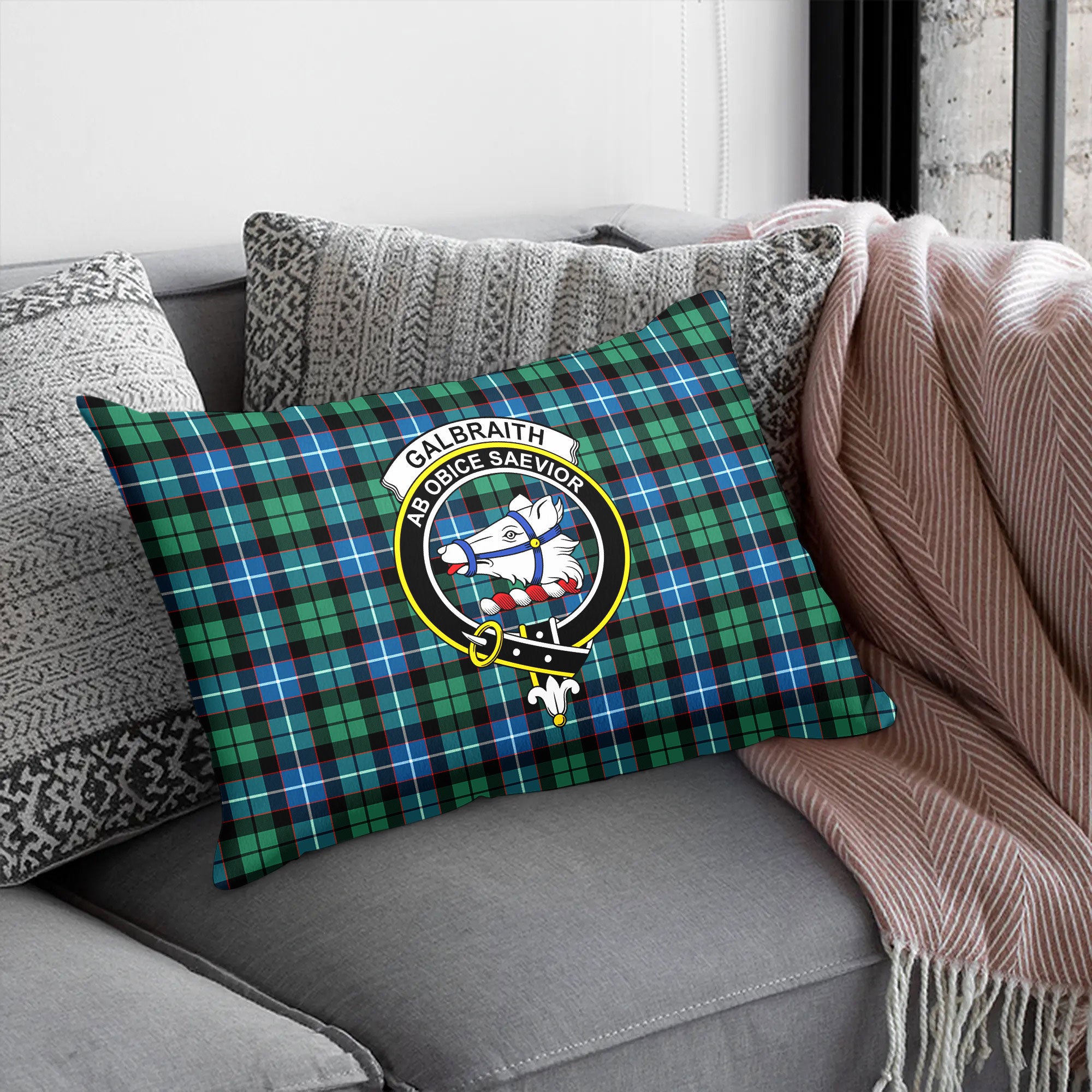 Galbraith Ancient Tartan Crest Pillow Cover