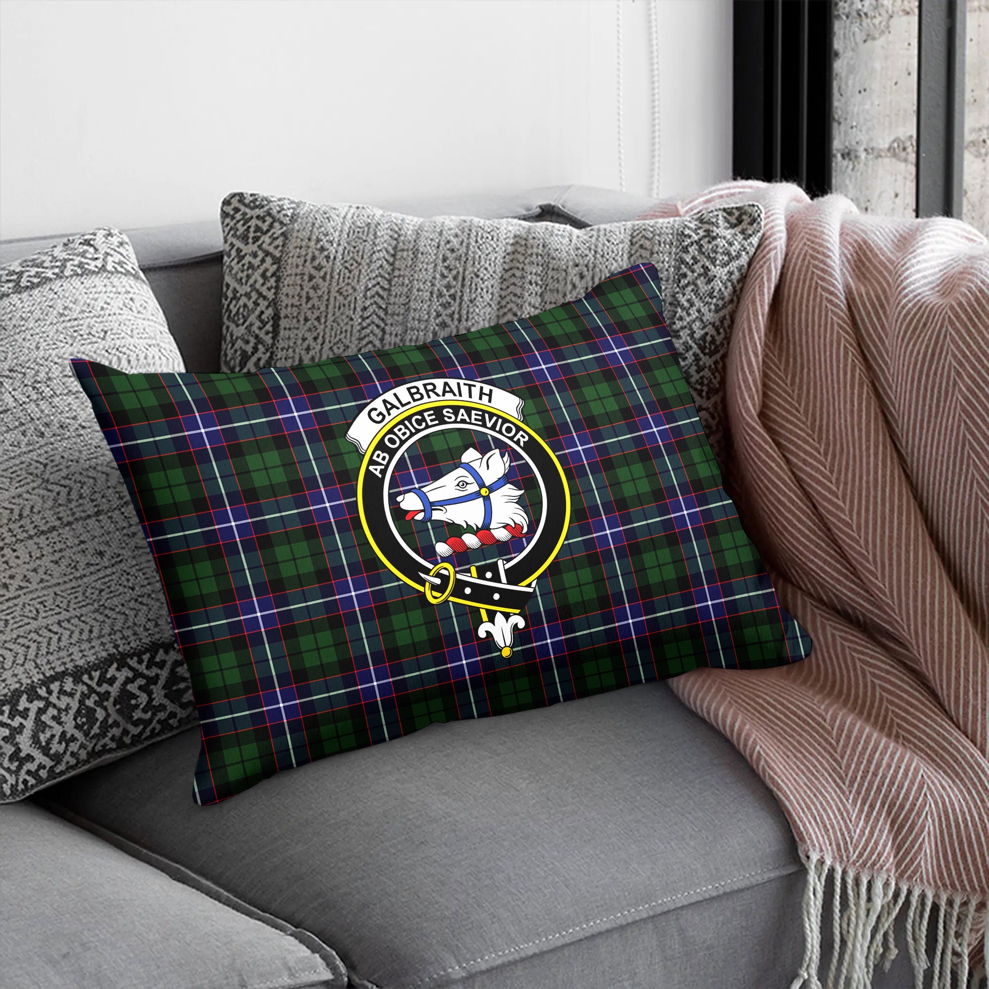 Galbraith Modern Tartan Crest Pillow Cover