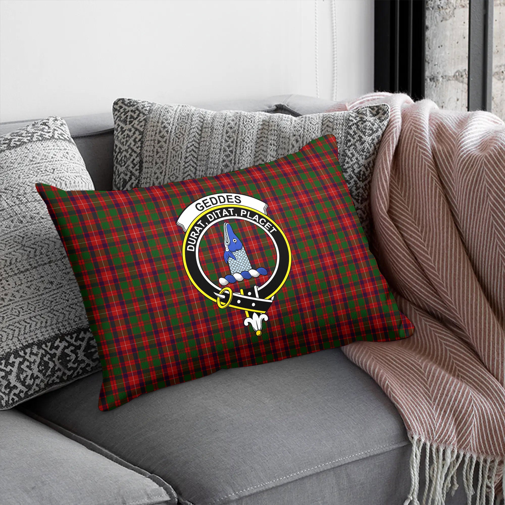 Geddes Tartan Crest Pillow Cover