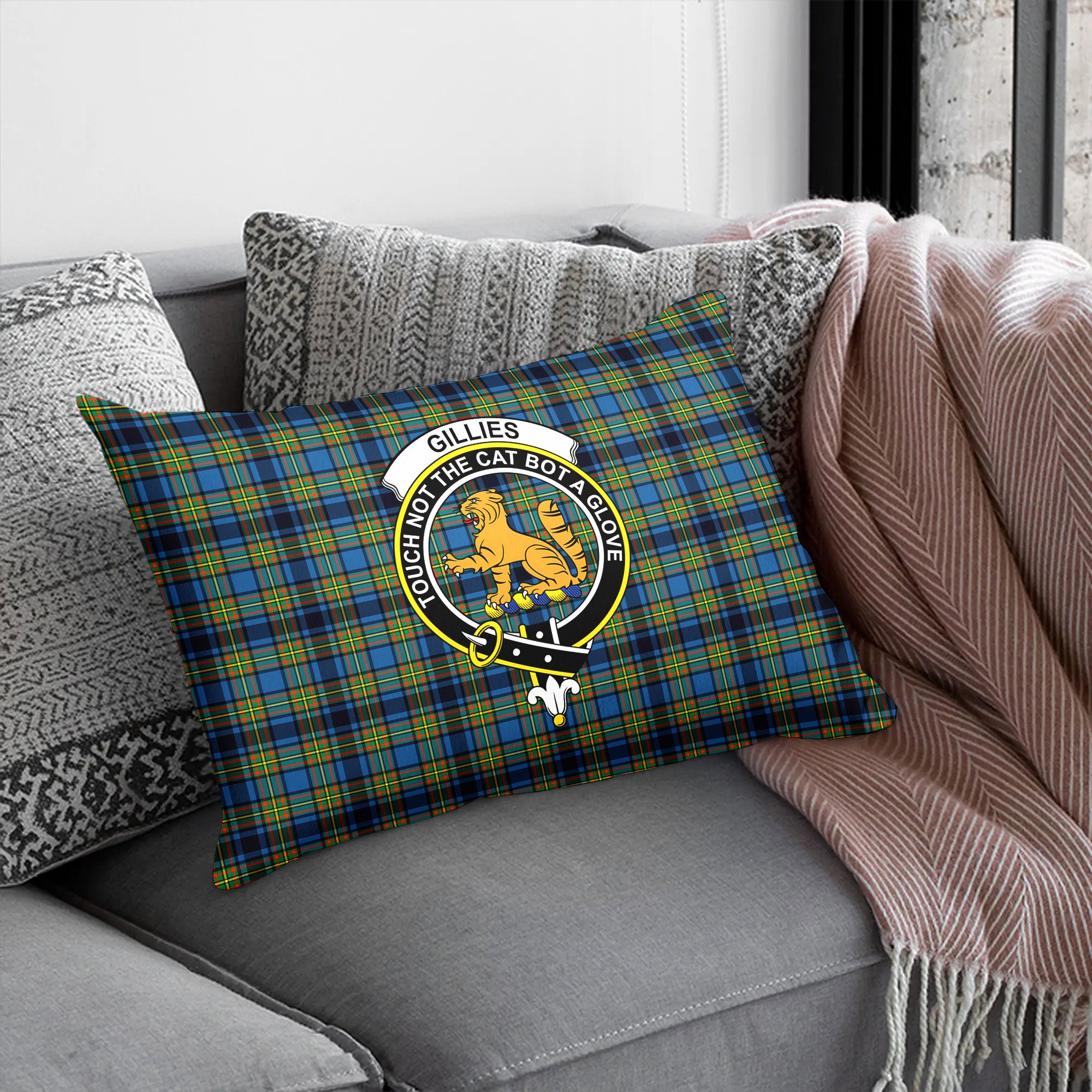 Gillies Ancient Tartan Crest Pillow Cover