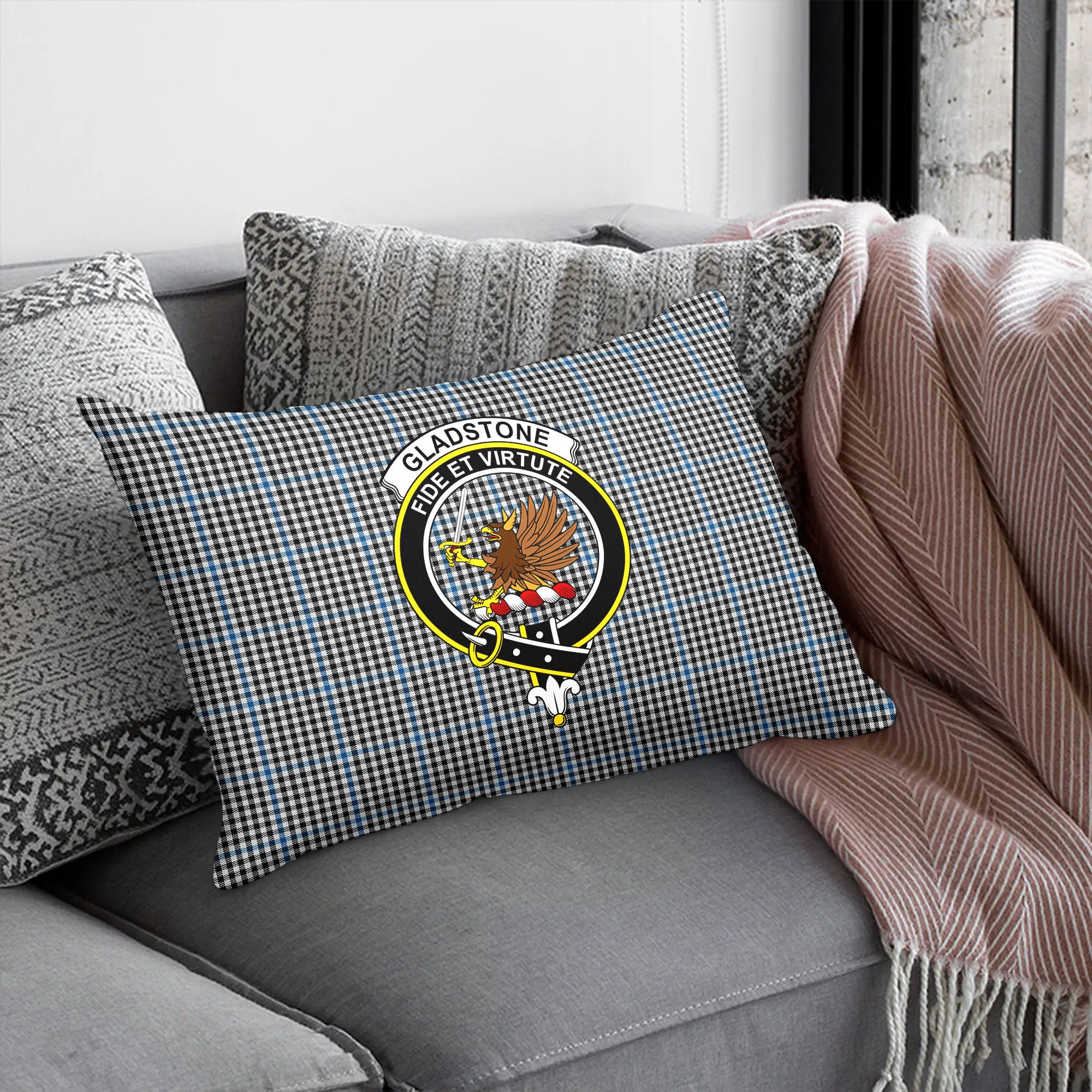 Gladstone Tartan Crest Pillow Cover