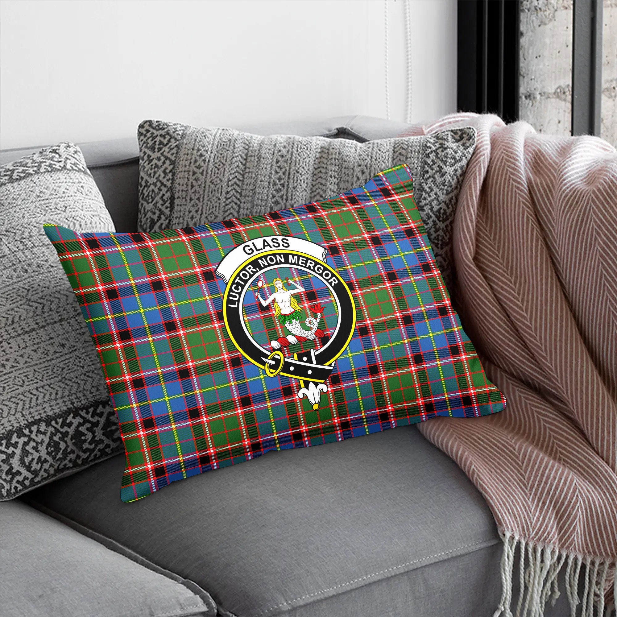 Glass Tartan Crest Pillow Cover