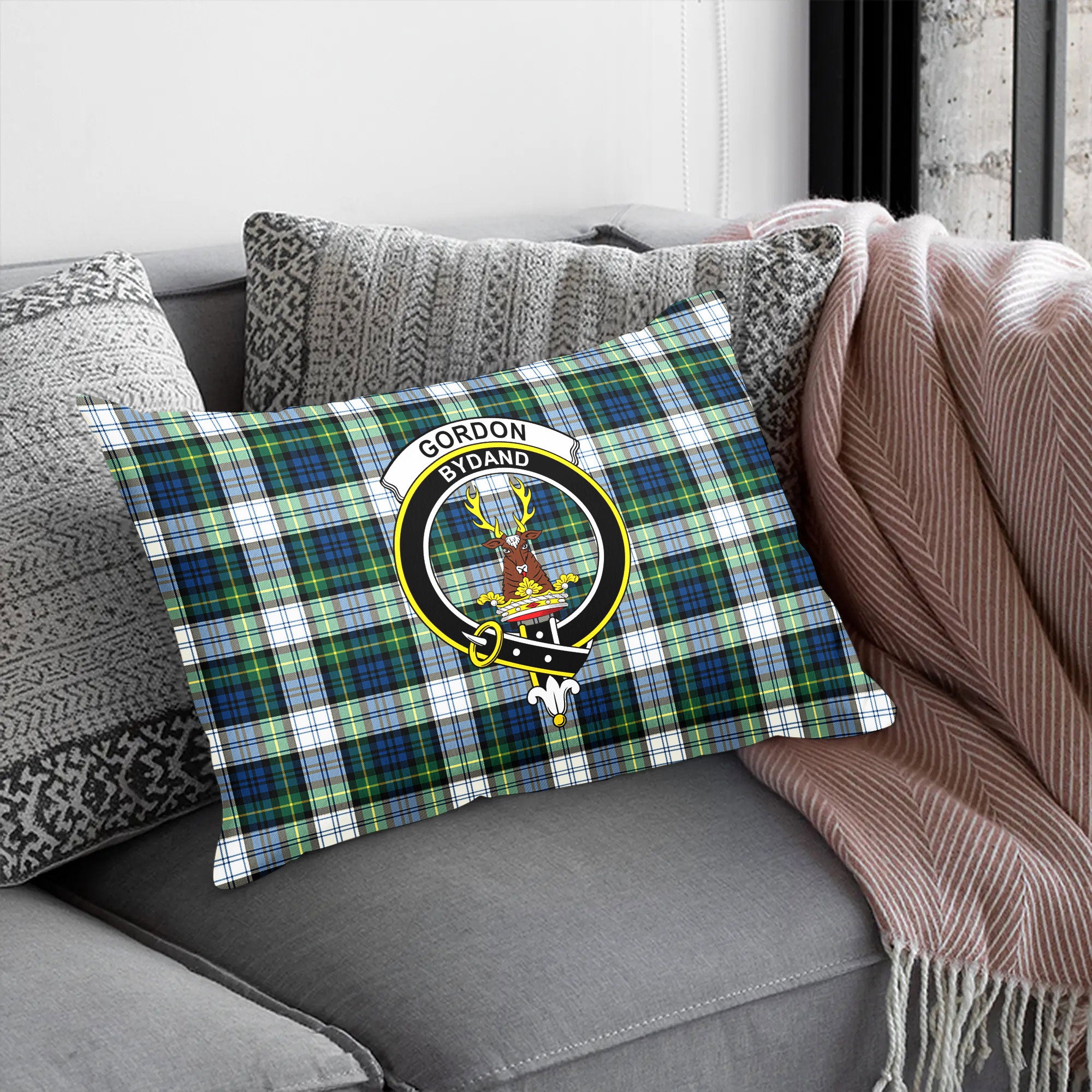 Gordon Dress Ancient Tartan Crest Pillow Cover