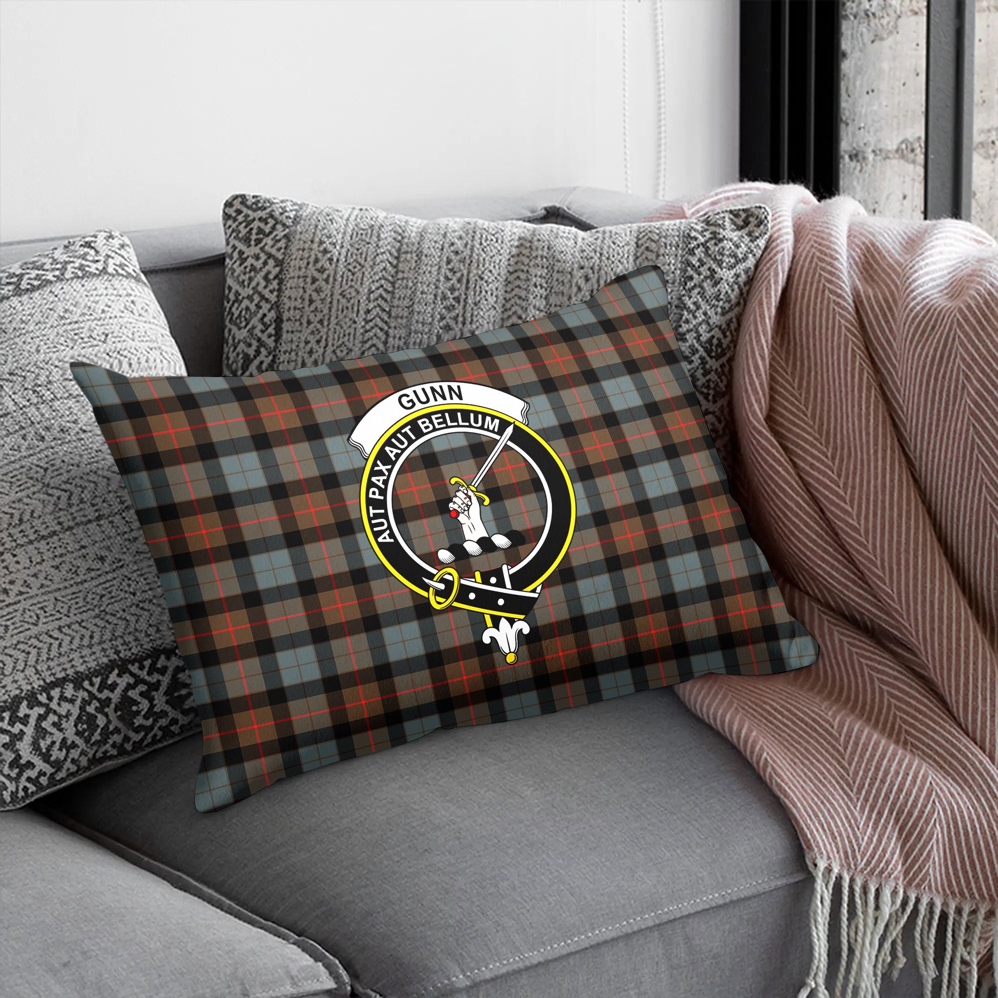 Gunn Weathered Tartan Crest Pillow Cover