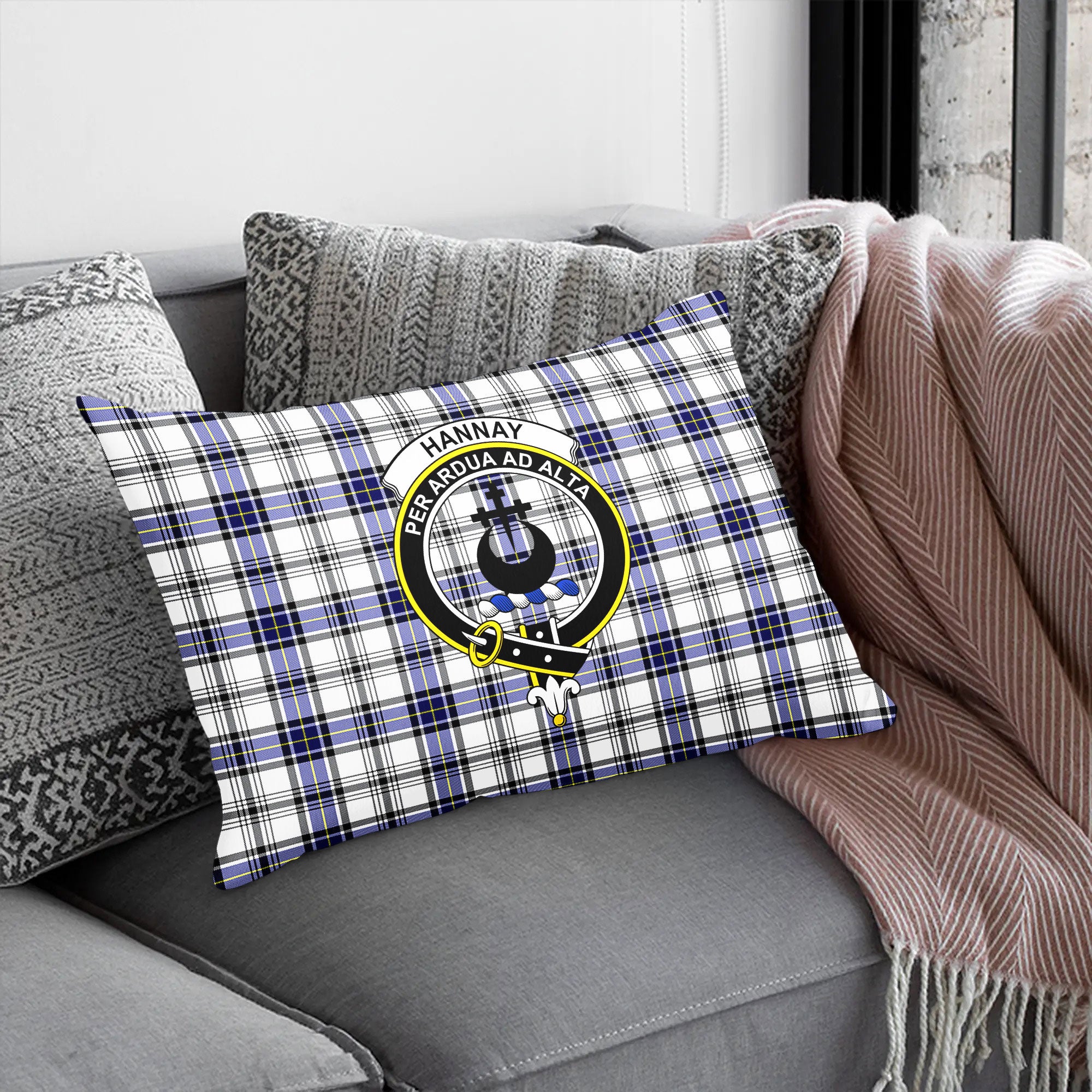 Hannay Modern Tartan Crest Pillow Cover