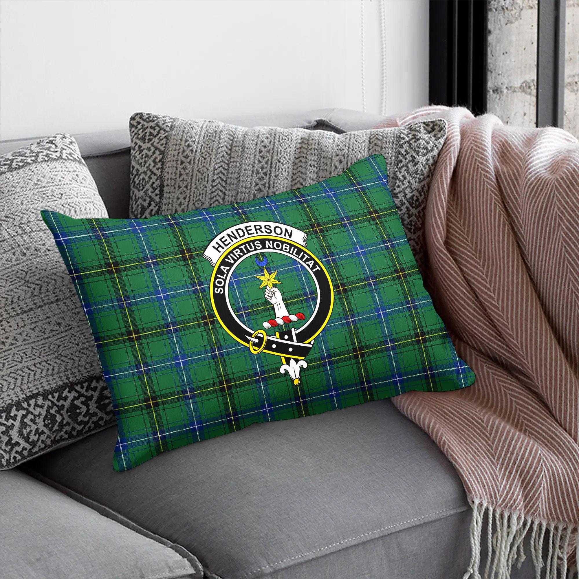 Henderson Ancient Tartan Crest Pillow Cover