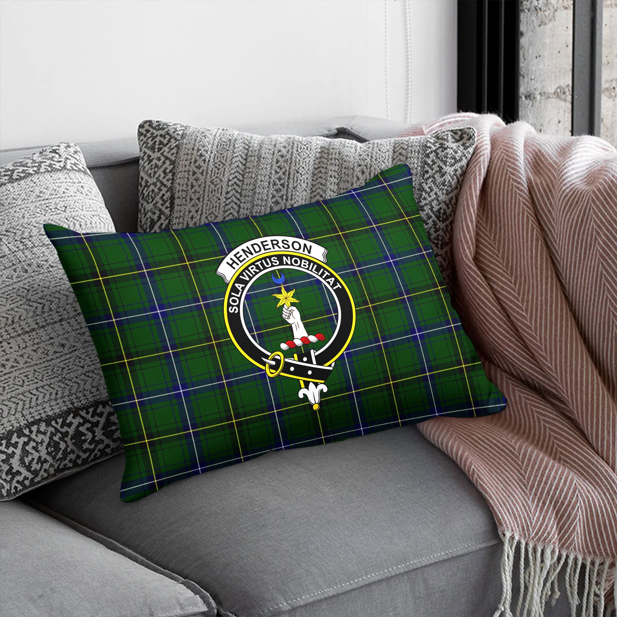 Henderson Modern Tartan Crest Pillow Cover