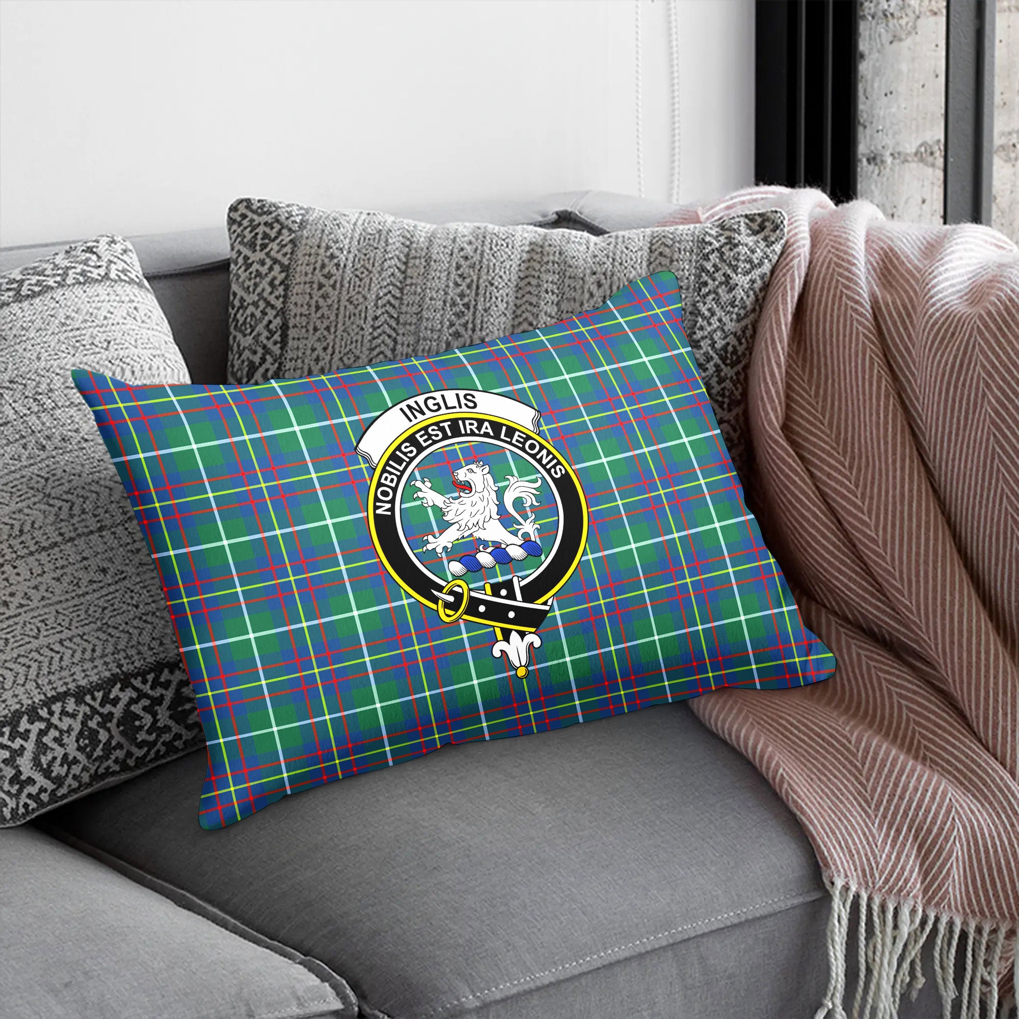 Inglis Ancient Tartan Crest Pillow Cover