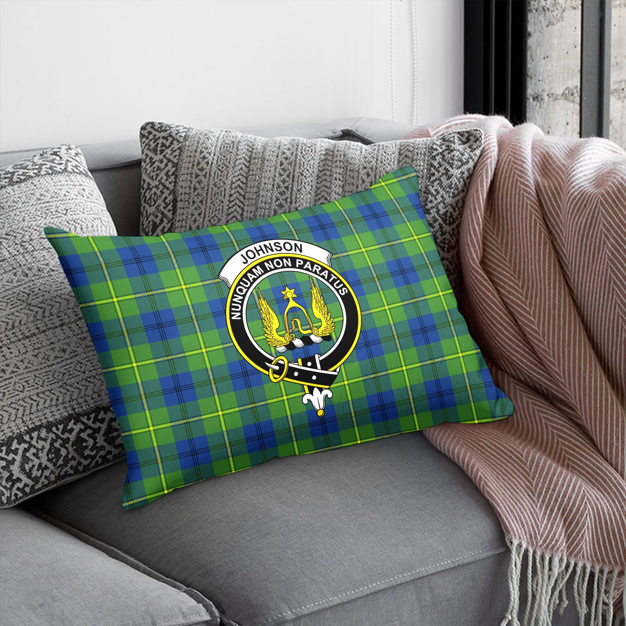 Johnson Ancient Tartan Crest Pillow Cover