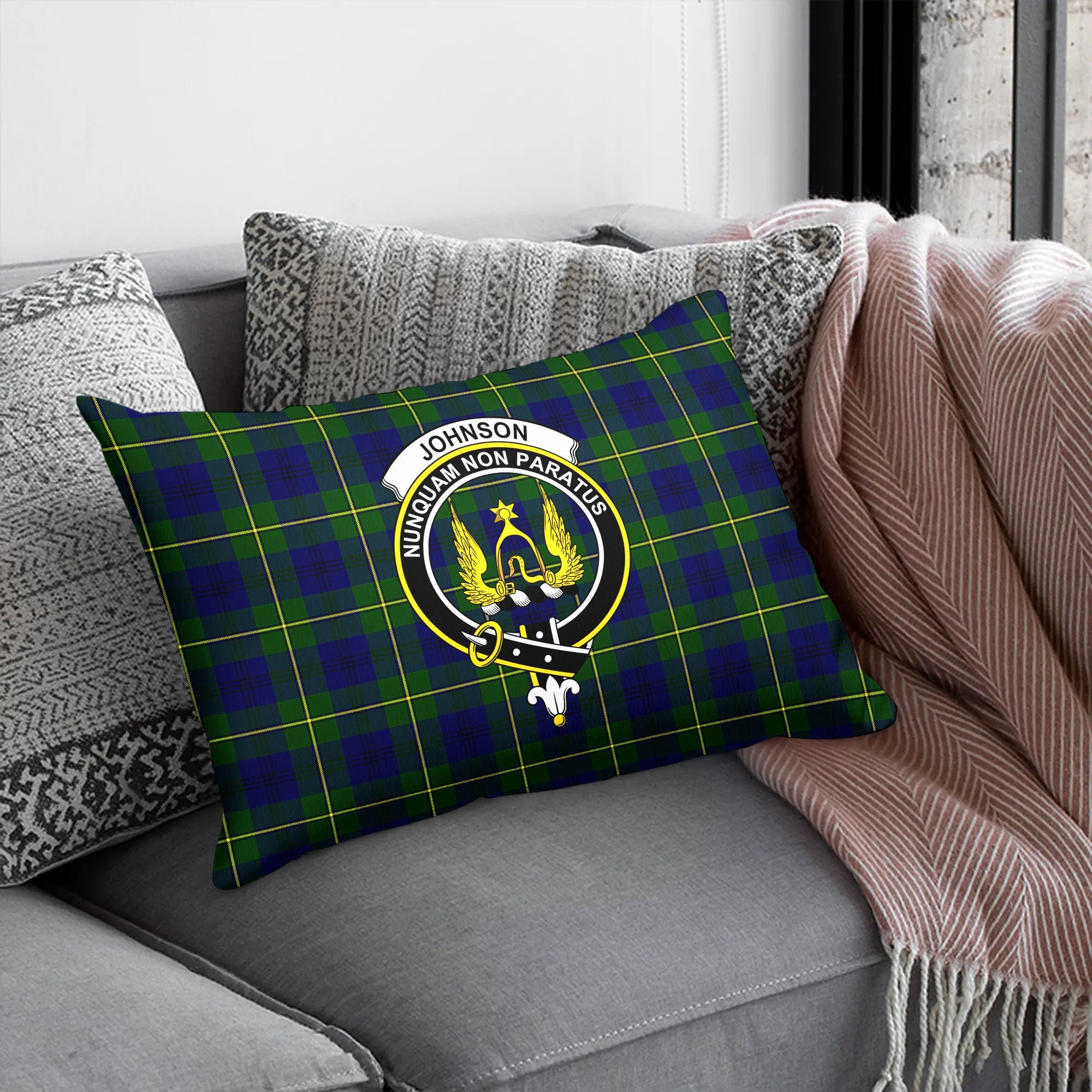 Johnson Modern Tartan Crest Pillow Cover