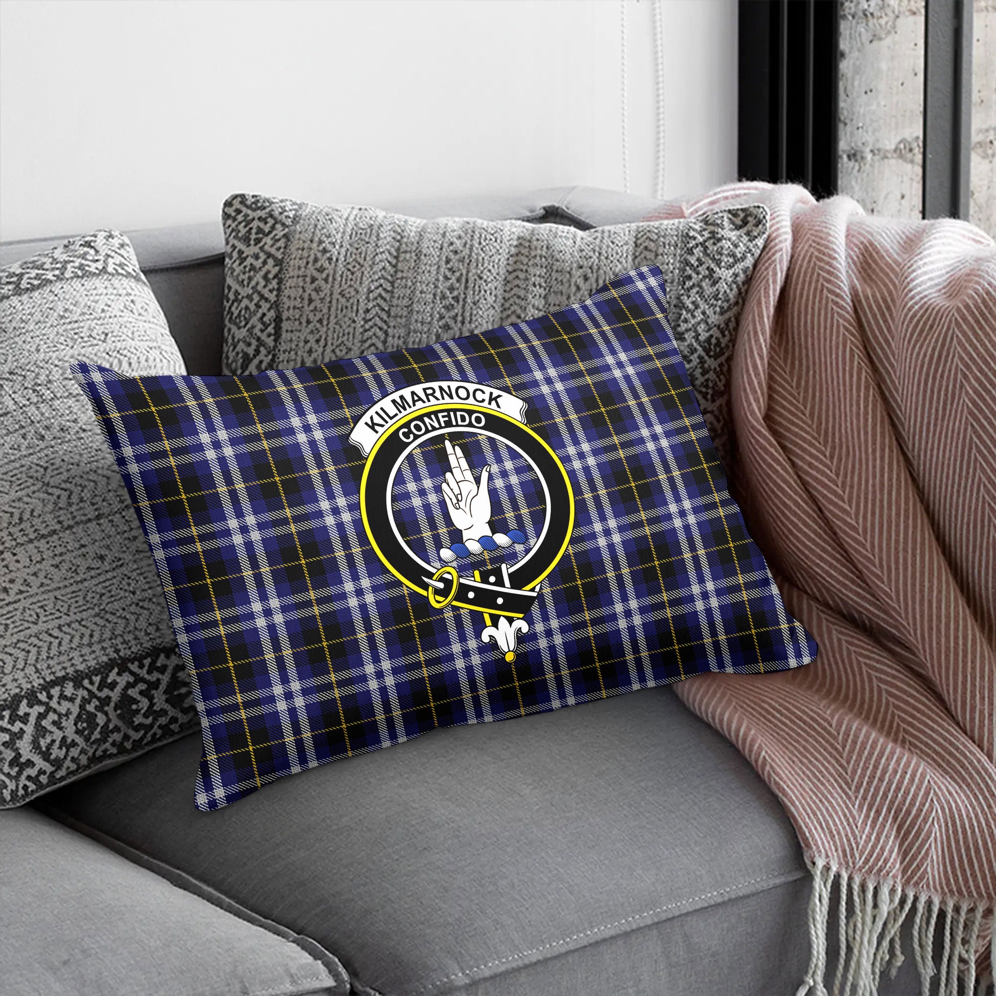 Kilmarnock Tartan Crest Pillow Cover