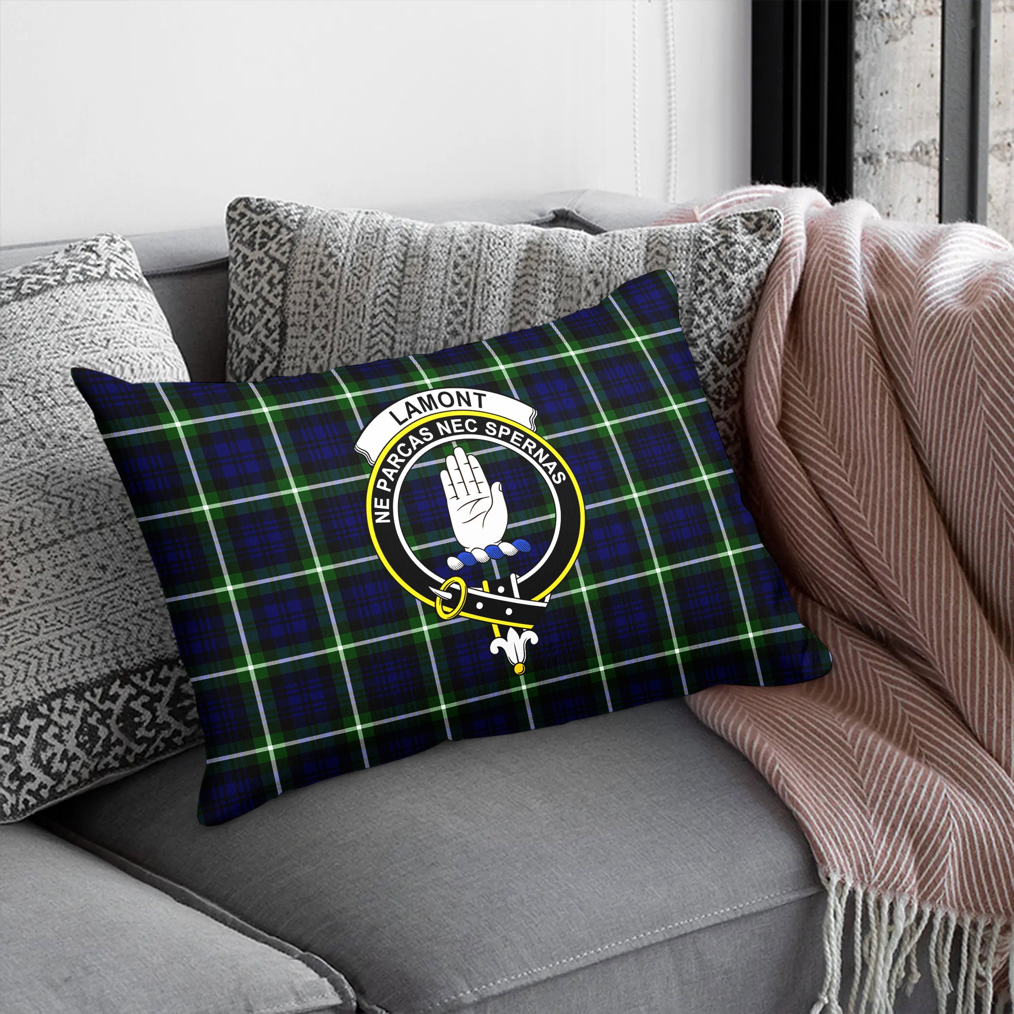 Lamont Modern Tartan Crest Pillow Cover