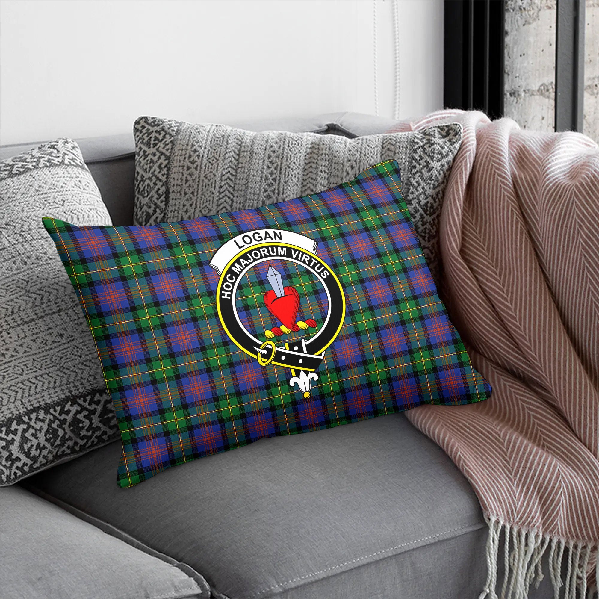 Logan Ancient Tartan Crest Pillow Cover