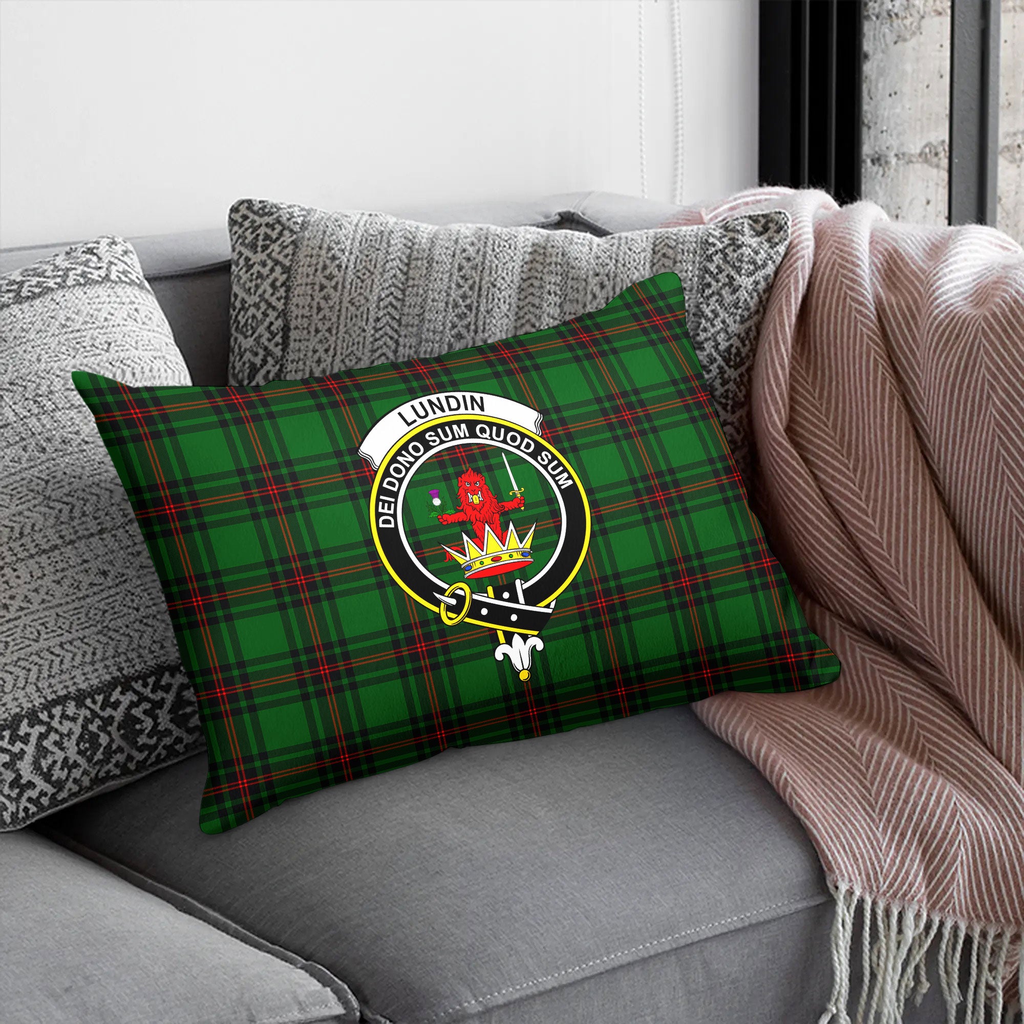 Lundin Tartan Crest Pillow Cover